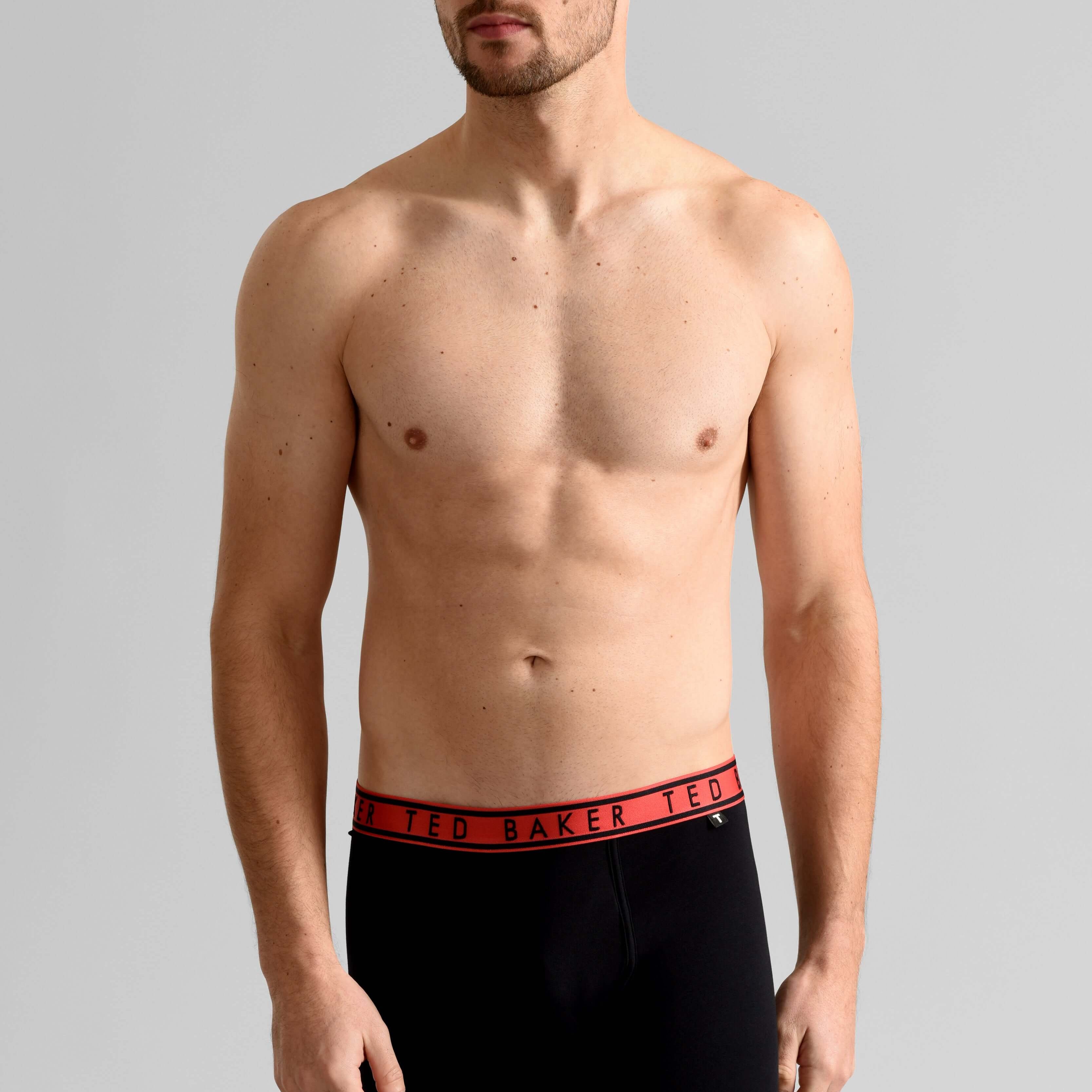 Ted Baker 3 Pack Cotton Stretch Boxer Briefs - Black with Red/Black/Blue waistbands