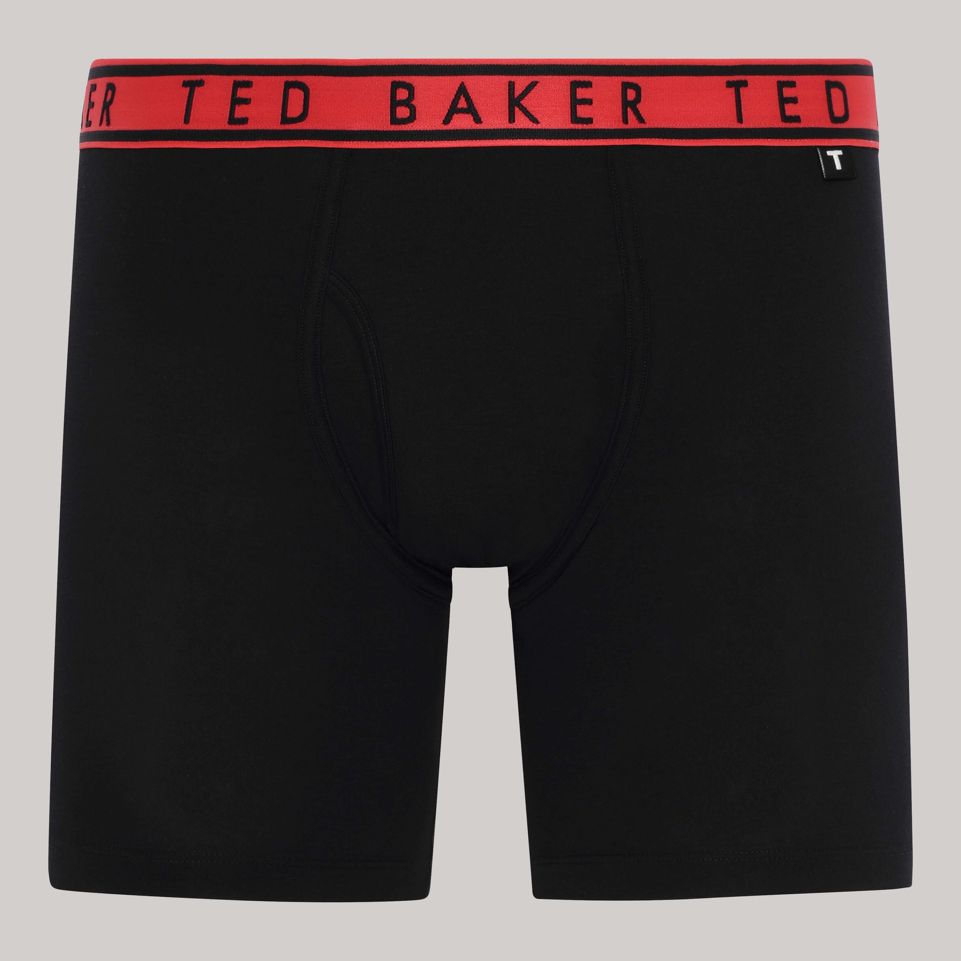 Ted Baker 3 Pack Cotton Stretch Boxer Briefs - Black with Red/Black/Blue waistbands