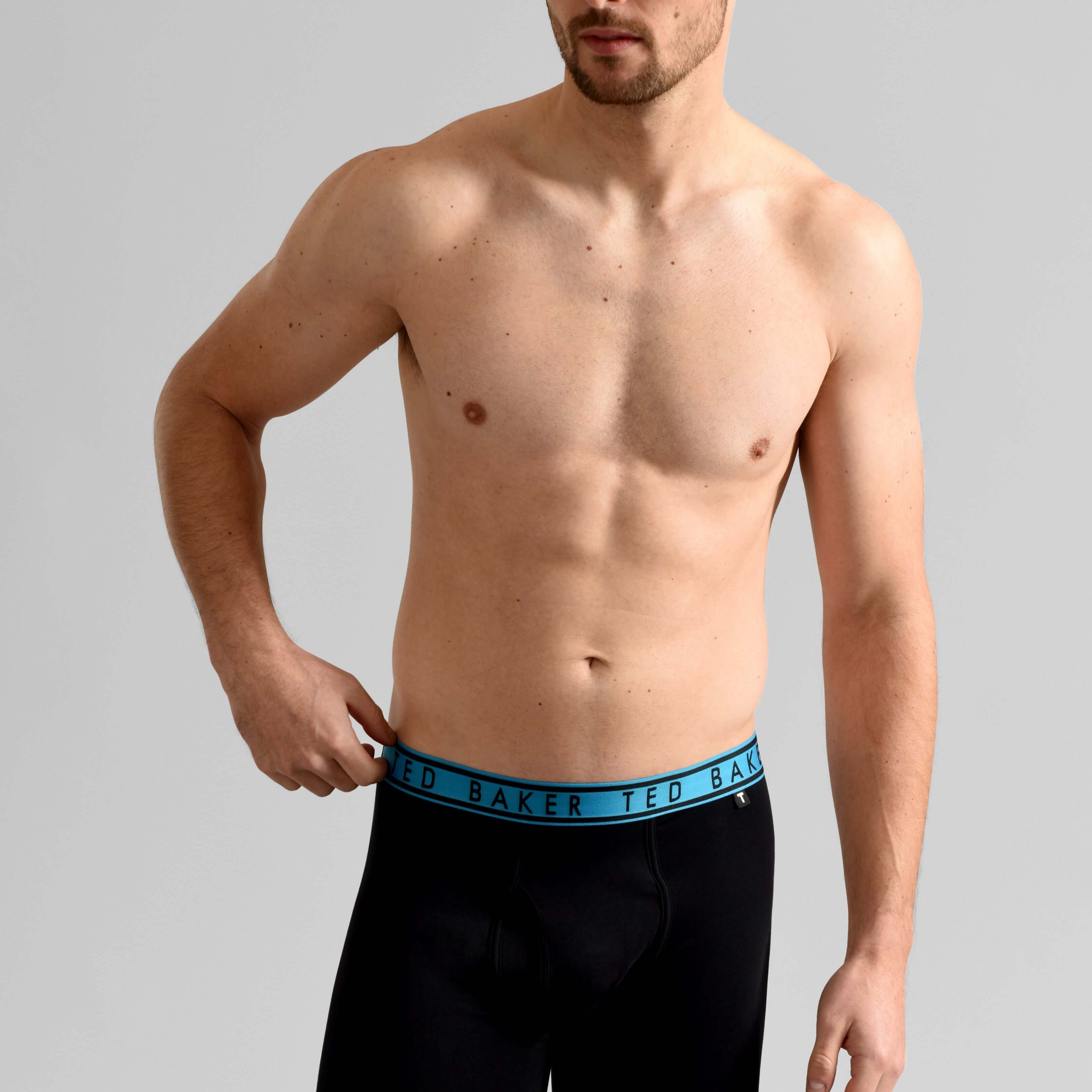 Ted Baker 3 Pack Cotton Stretch Boxer Briefs - Black with Red/Black/Blue waistbands