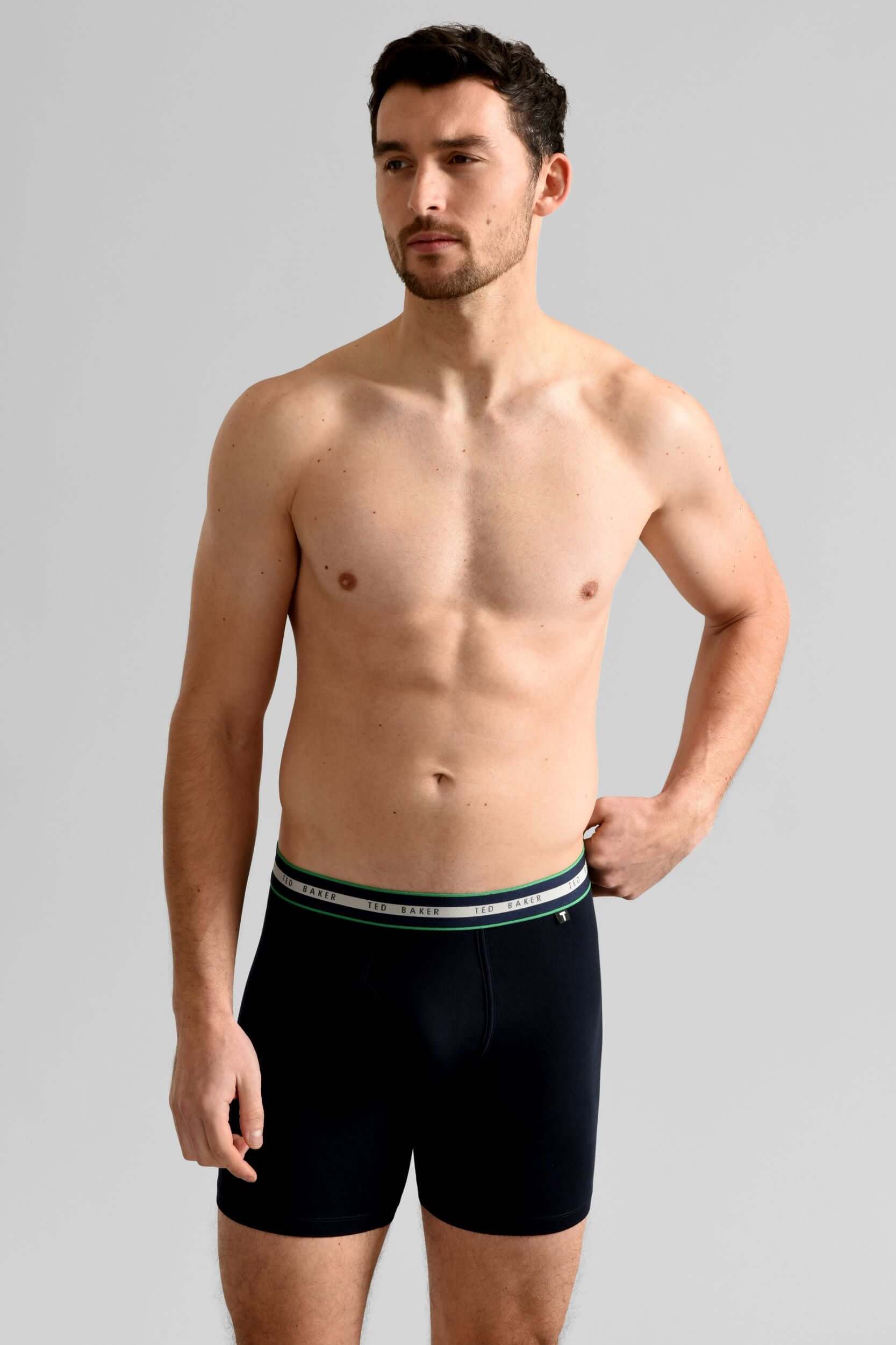 Ted Baker 3 Pack Cotton Stretch Boxer Briefs - Green, Grey