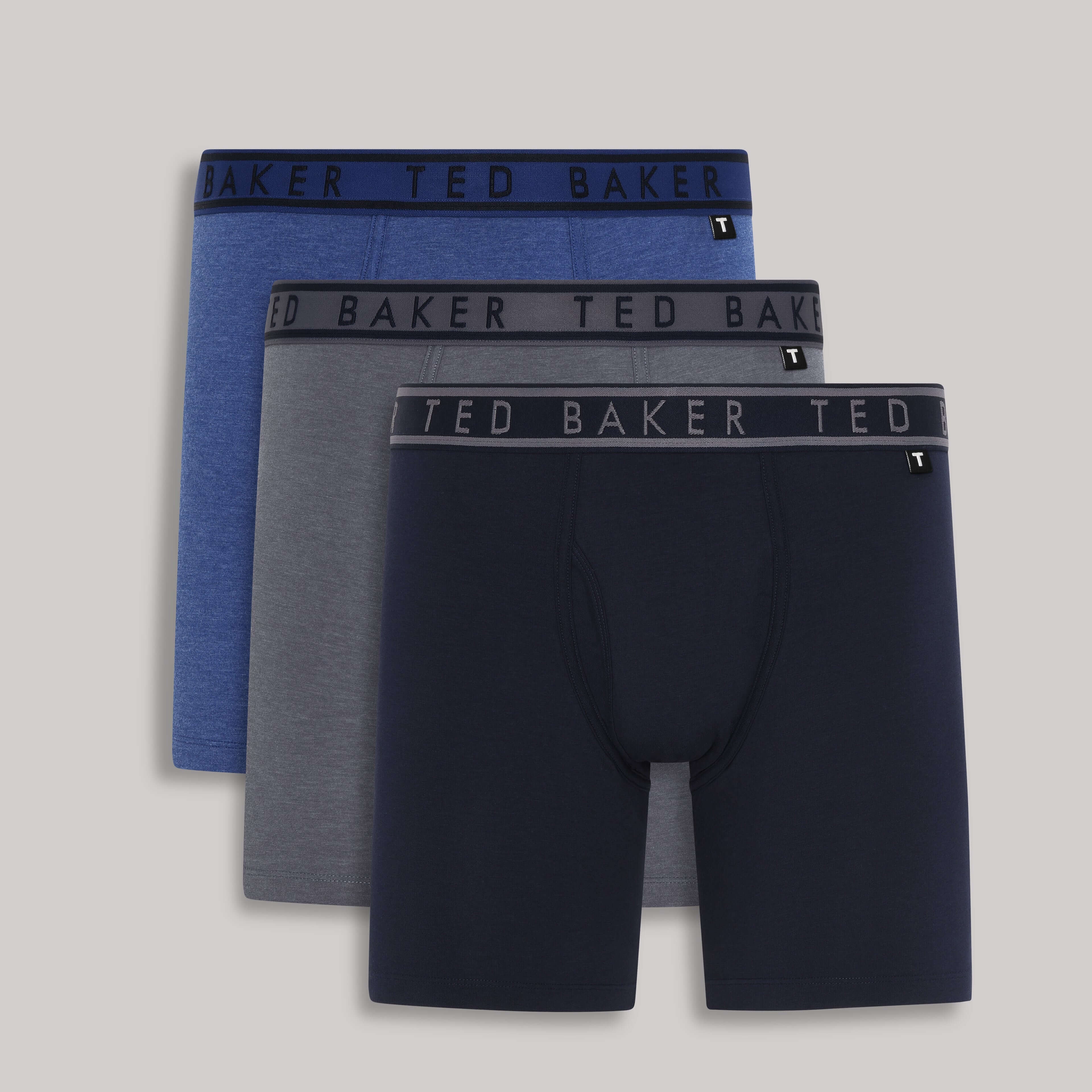 Ted Baker 3 Pack Cotton Stretch Boxer Briefs - Blue/Grey/Black