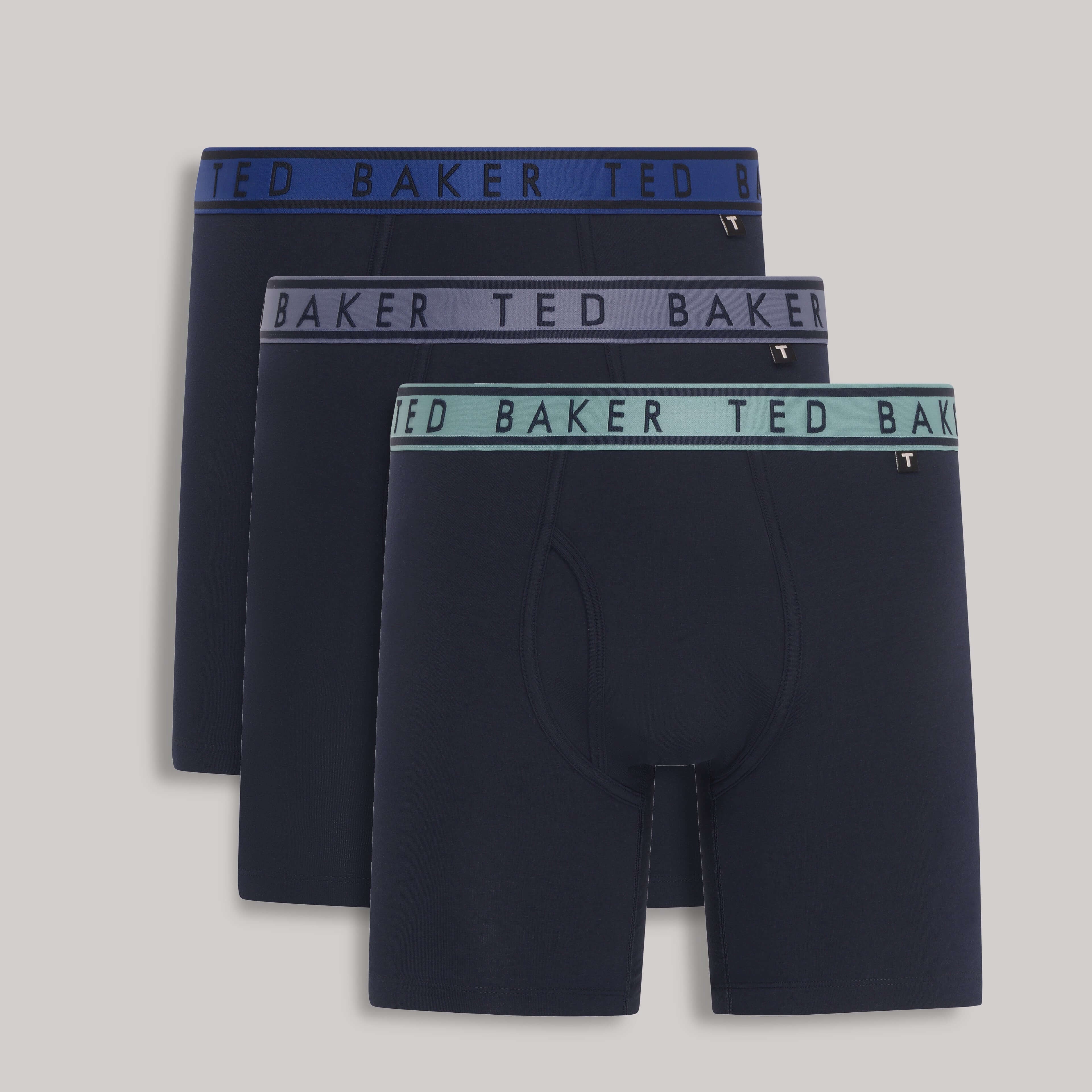 Ted Baker 3 Pack Cotton Stretch Boxer Briefs - Black / Multi Blue