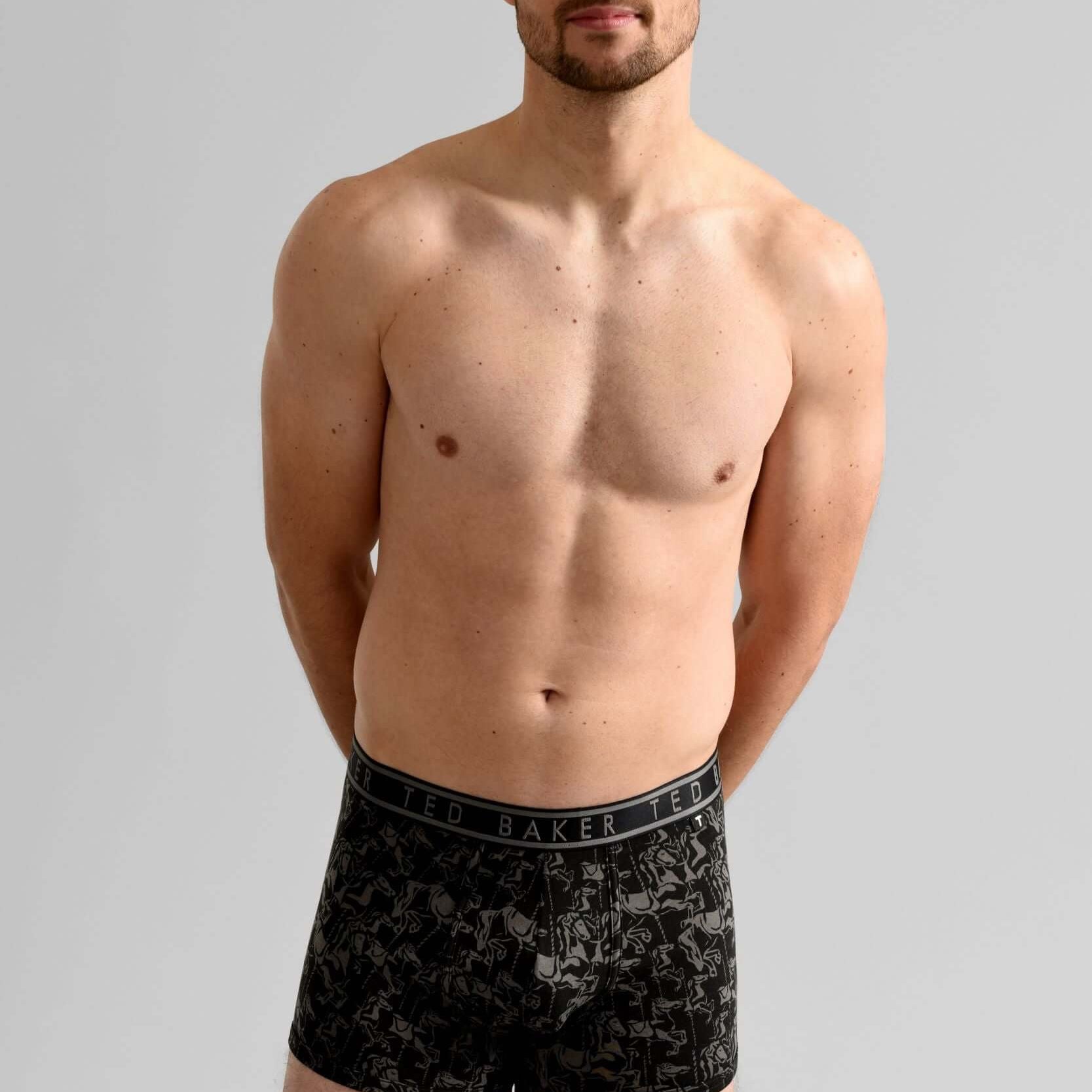 Ted Baker 3 Pack Cotton Stretch Trunks - Black Print