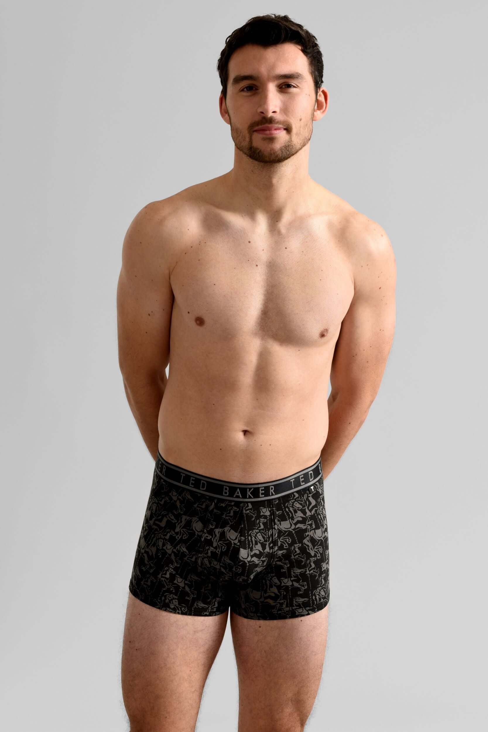 Ted Baker 3 Pack Cotton Stretch Trunks - Black Print