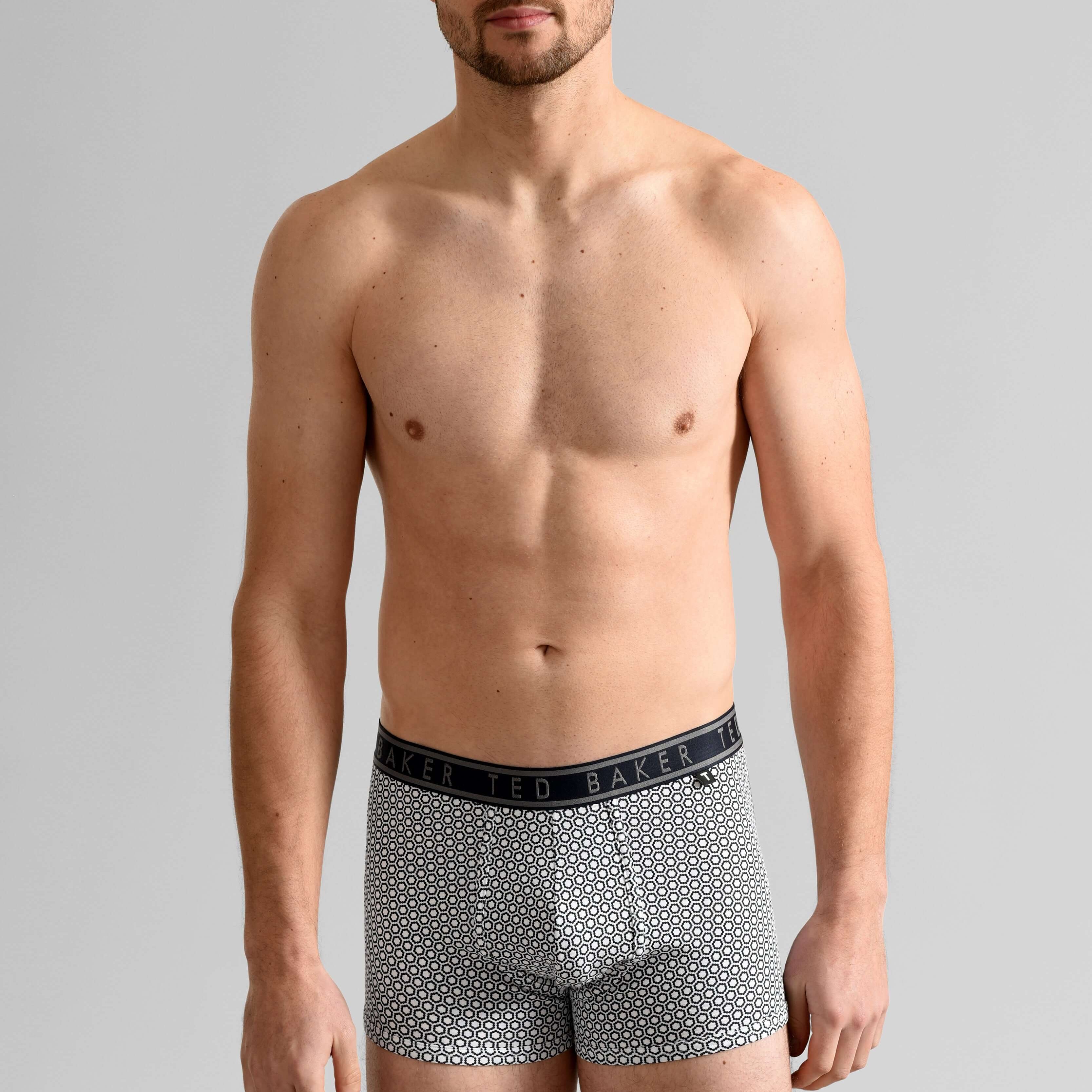 Ted Baker 3 Pack Cotton Stretch Trunks - Blue, Print, Peacoat