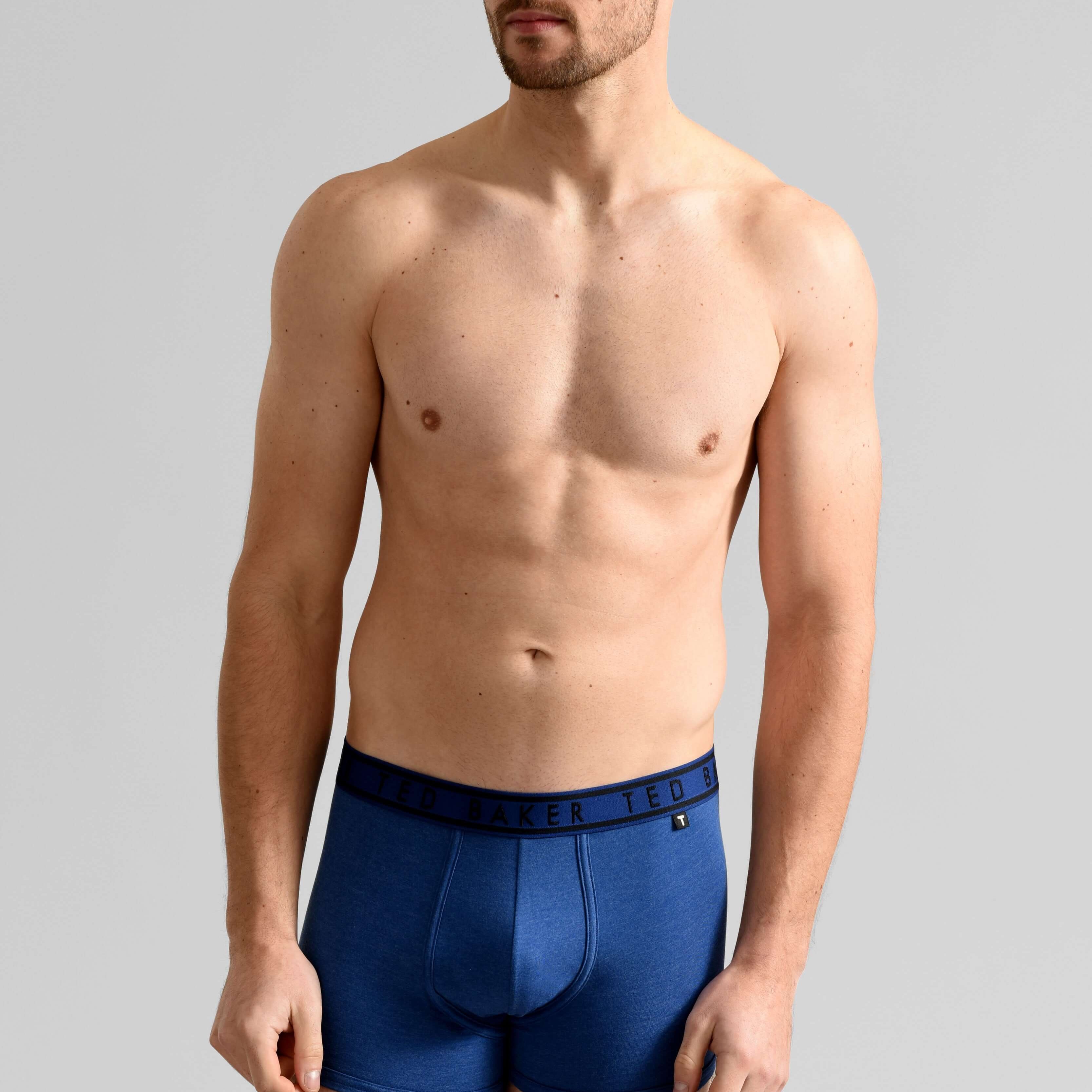 Ted Baker 3 Pack Cotton Stretch Trunks - Blue, Print, Peacoat