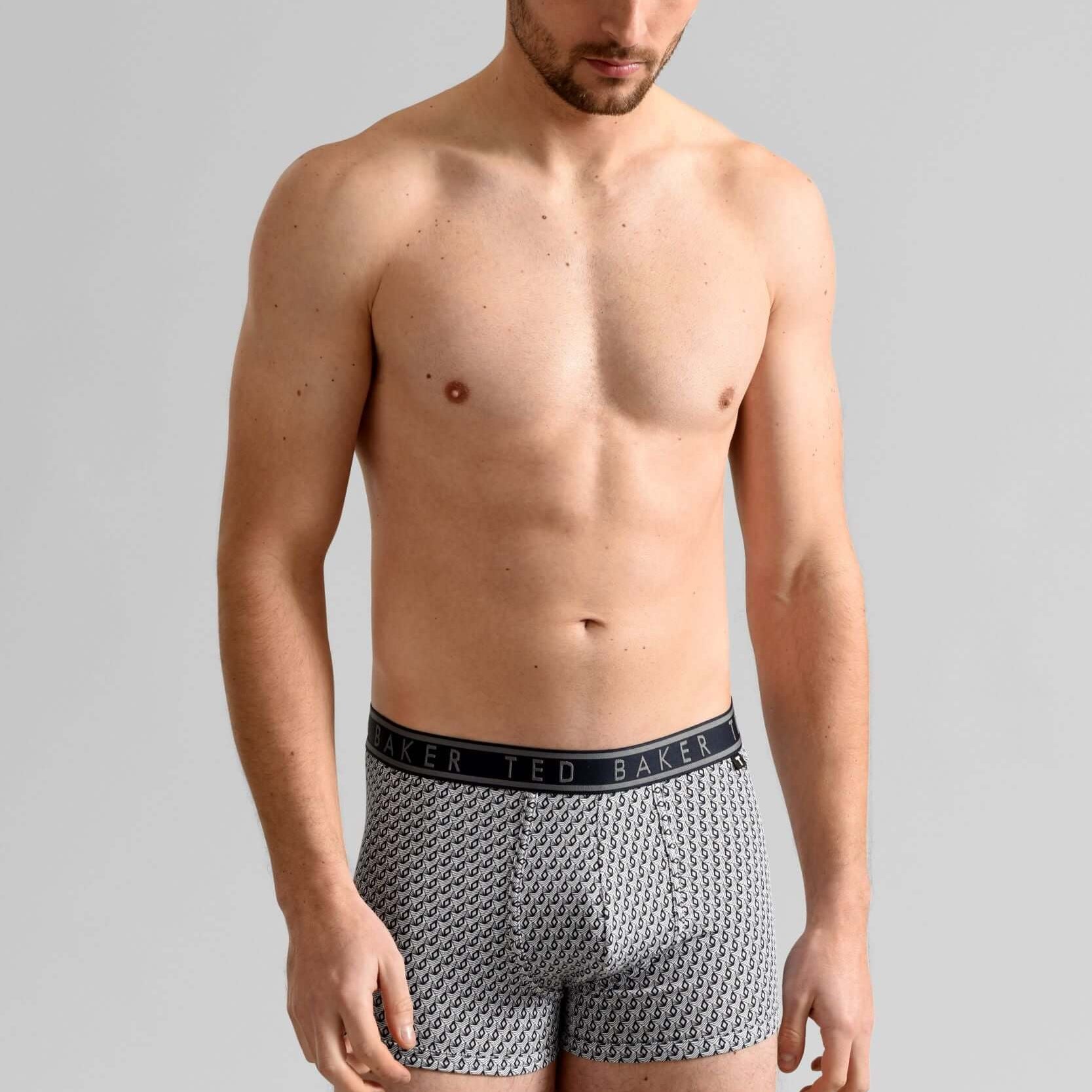 Ted Baker 3 Pack Cotton Stretch Trunks - Blue, Print, Black