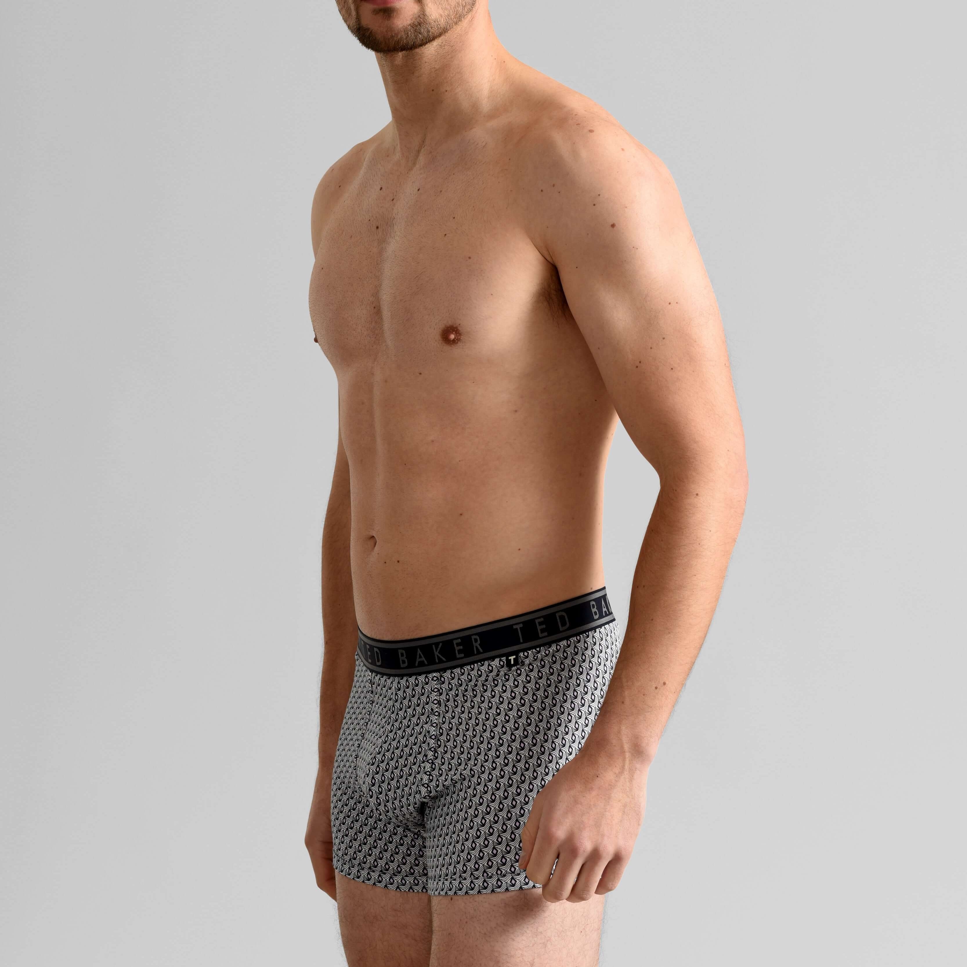 Ted Baker 3 Pack Cotton Stretch Trunks - Blue, Print, Black