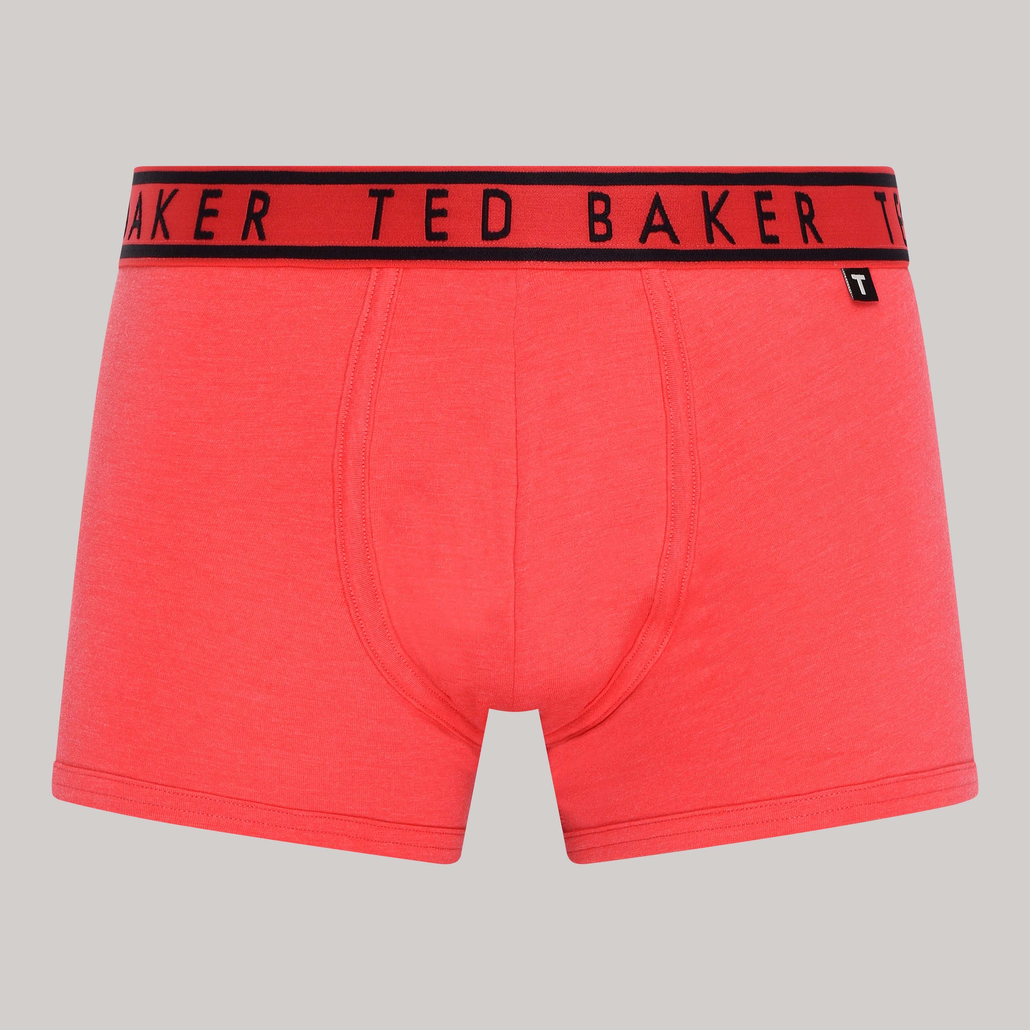 Ted Baker 3 Pack Cotton Stretch Fashion Trunks - Red / Black / Design