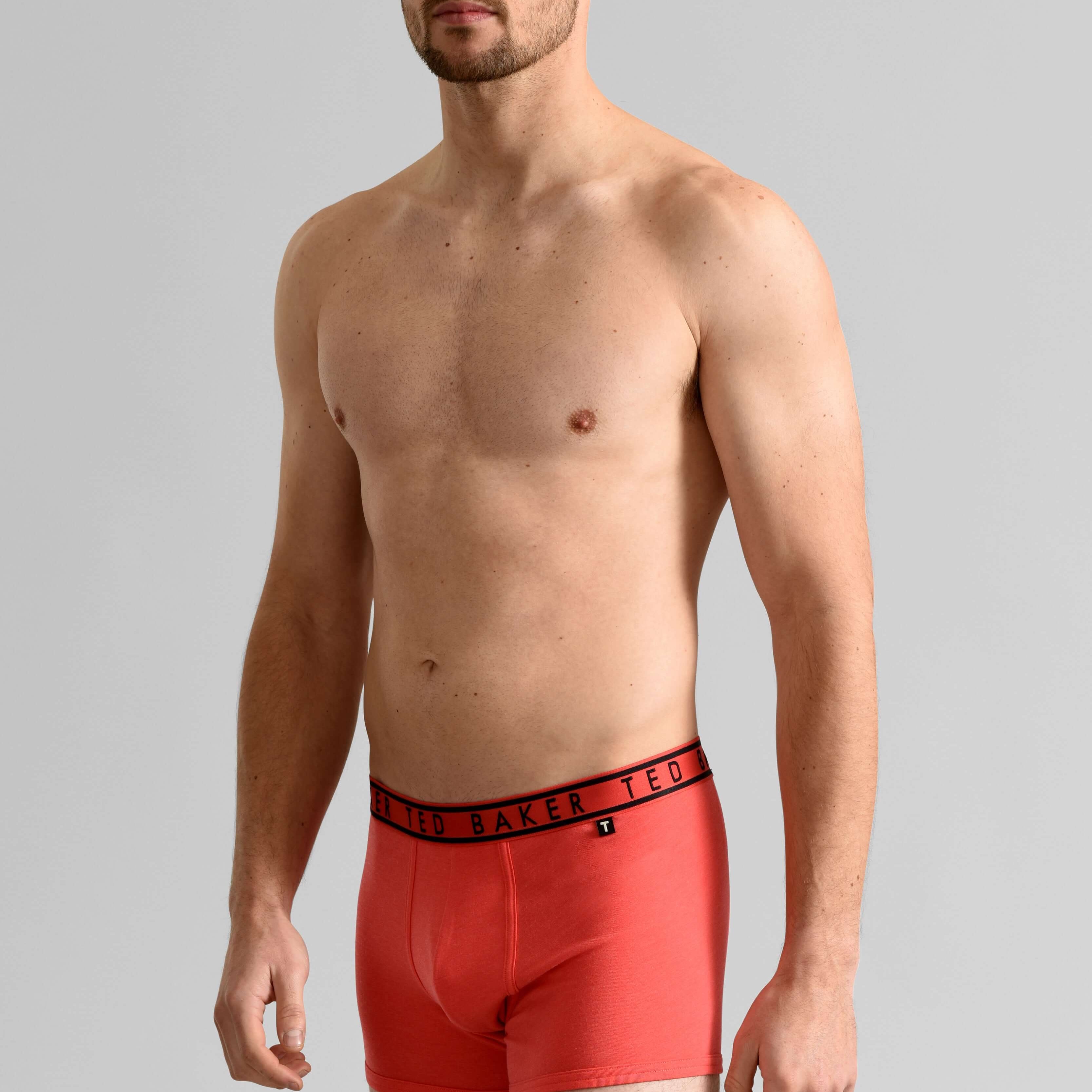 Ted Baker 3 Pack Cotton Stretch Fashion Trunks - Red / Black / Design