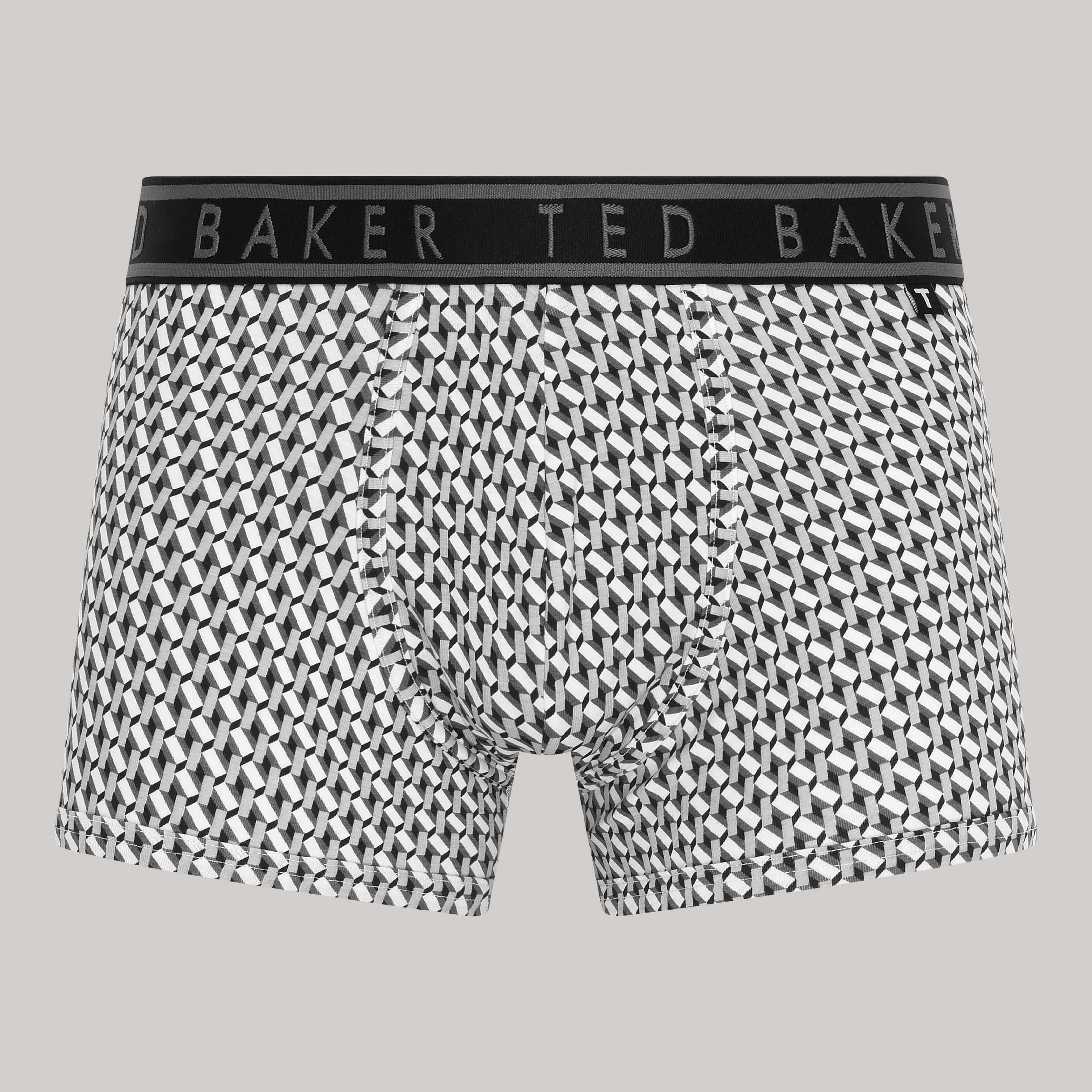 Ted Baker Mens Three Pack Cotton Stretch Trunks - Grey Sangs/Geo Twist/Grey