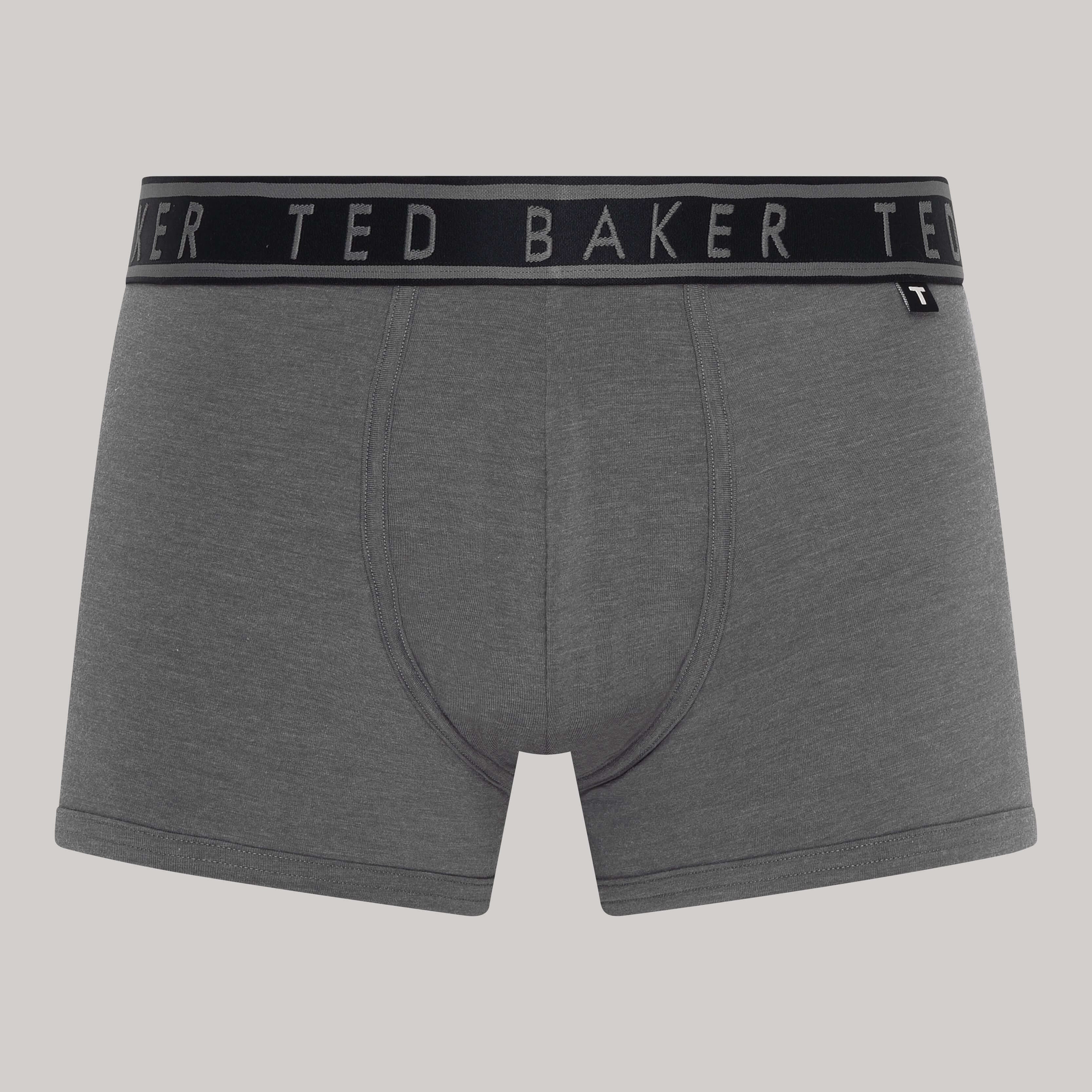 Ted Baker Mens Three Pack Cotton Stretch Trunks - Grey Sangs/Geo Twist/Grey