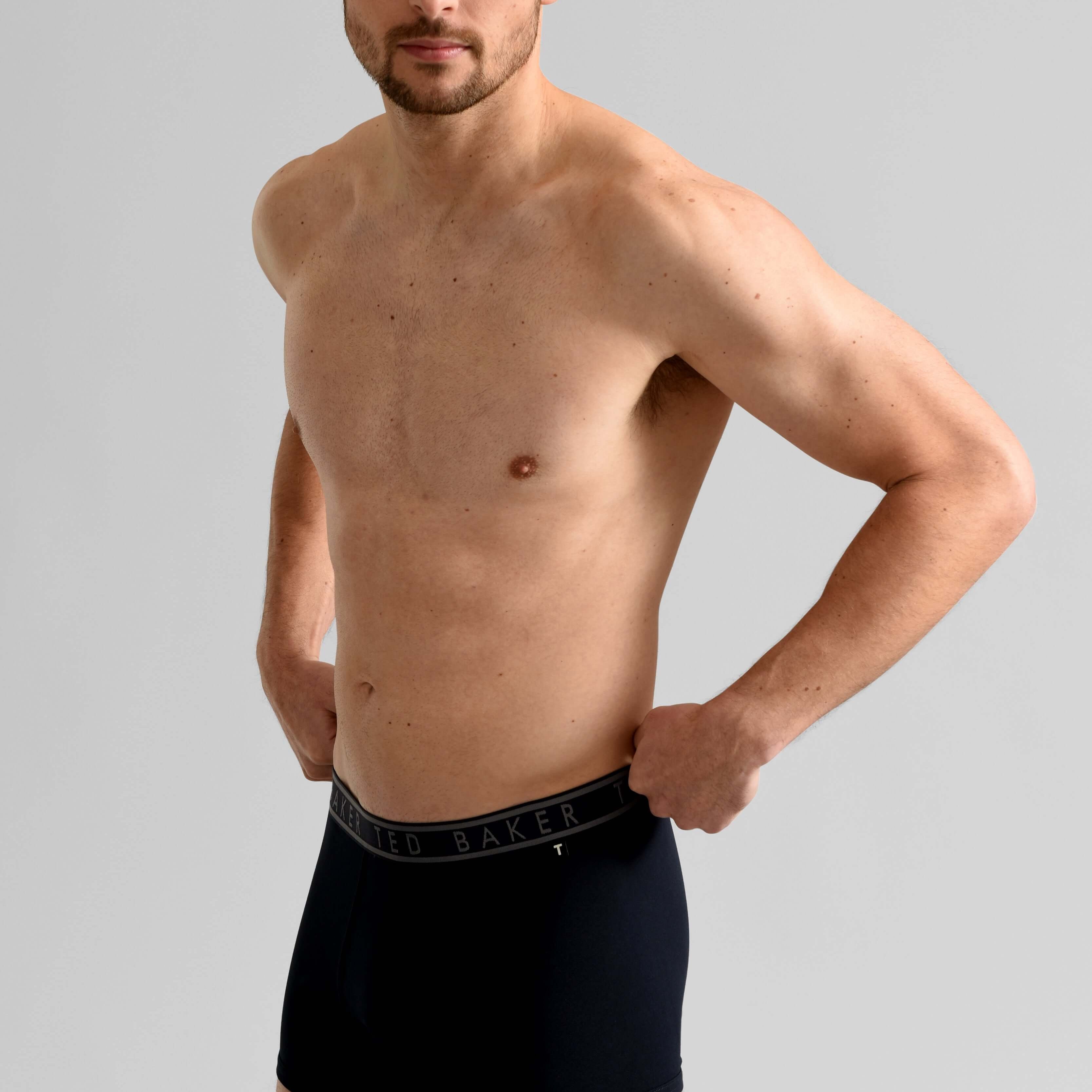 Ted Baker Mens Three Pack Cotton Stretch Trunks - Navy/Ounslo Palm/Geo Blue