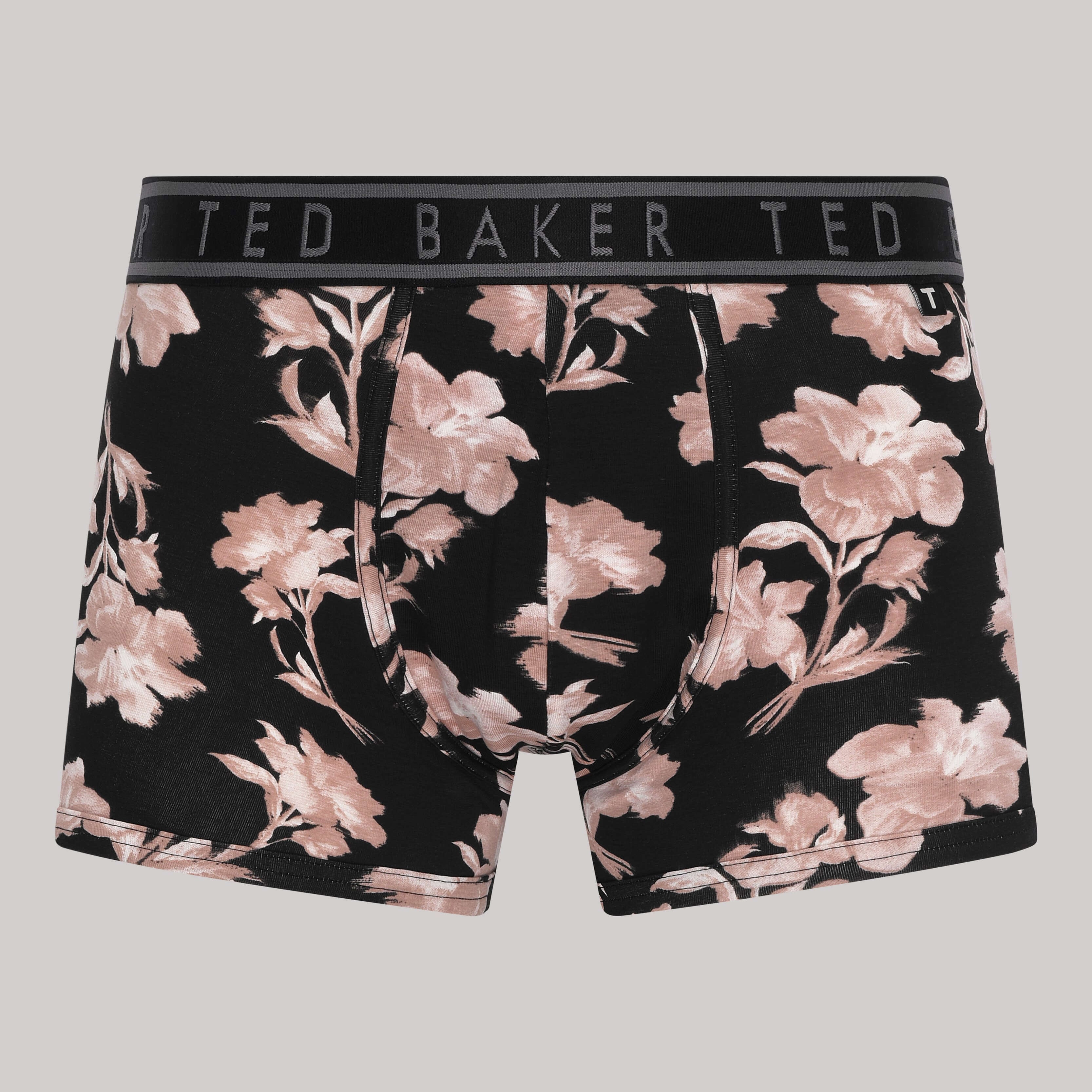 Ted Baker 3 Pack Cotton Stretch Fashion Trunks - Black / Grey / Print Flower