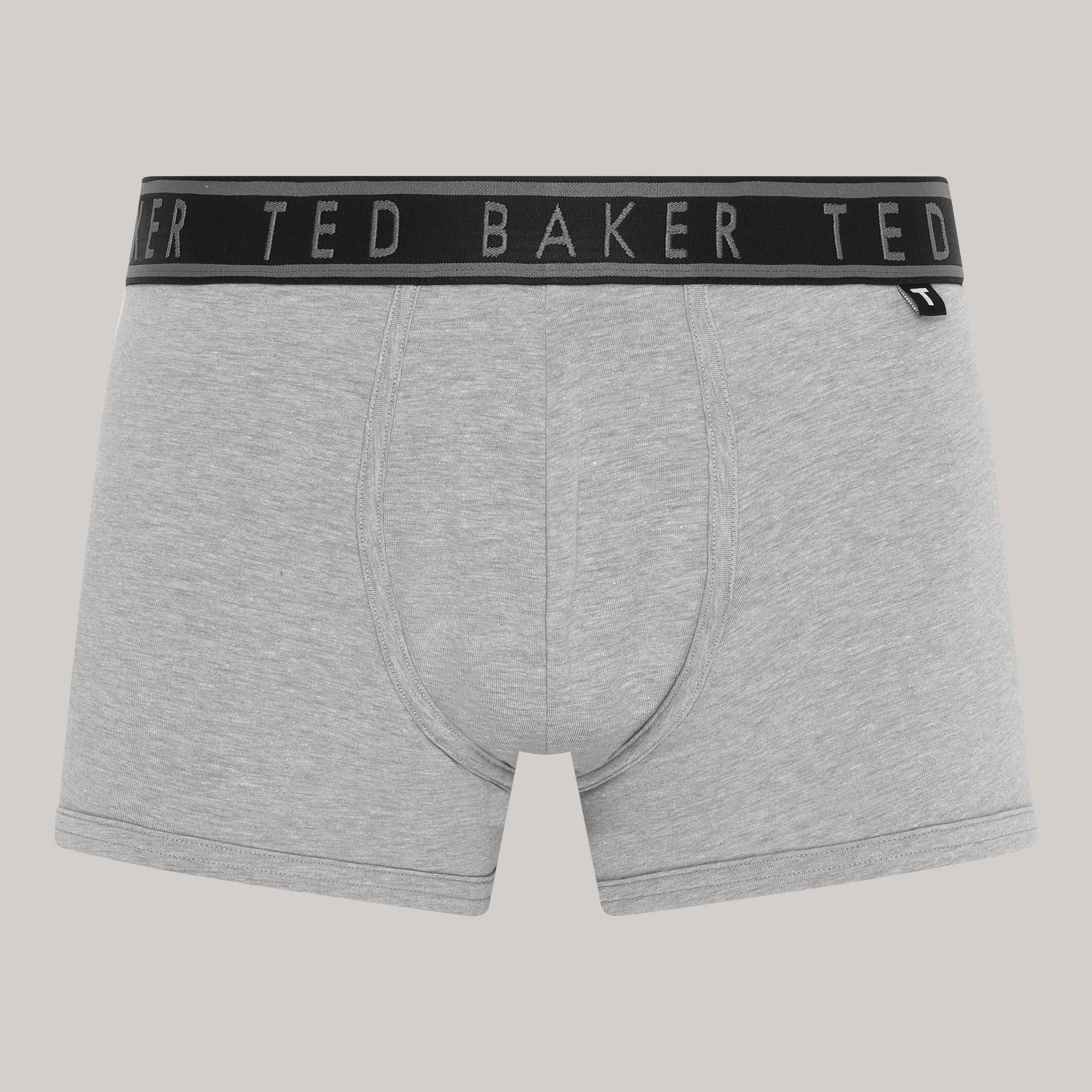 Ted Baker 3 Pack Cotton Stretch Fashion Trunks - Black / Grey / Print Flower