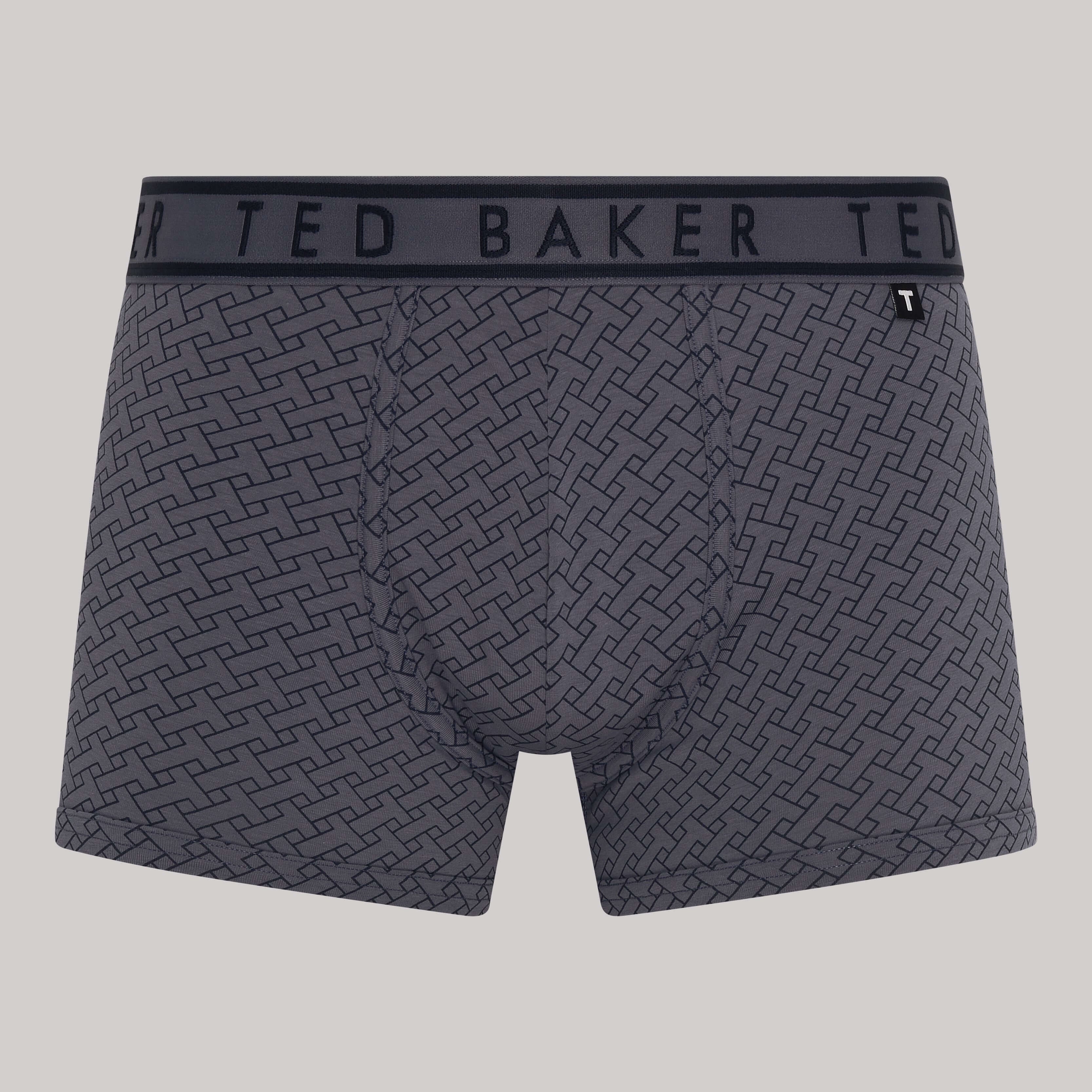 Ted Baker 3 Pack Cotton Stretch Fashion Trunks - Black / Grey / Charcoal Patterned