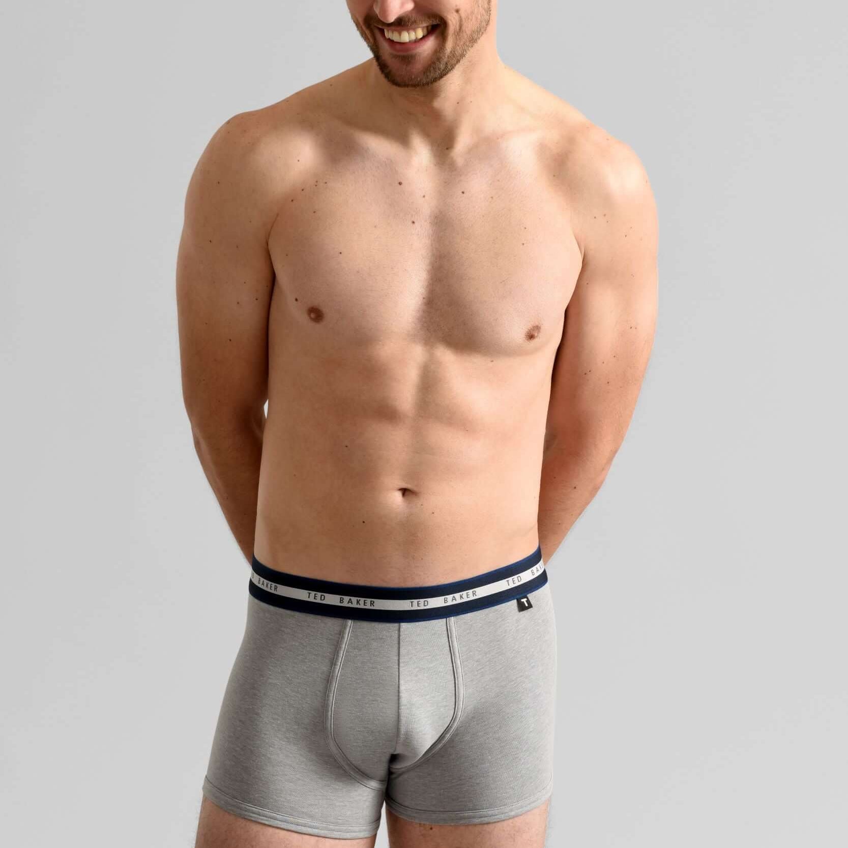 Ted Baker 3 Pack Cotton Stretch Trunks - Blue/Grey/Peacoat
