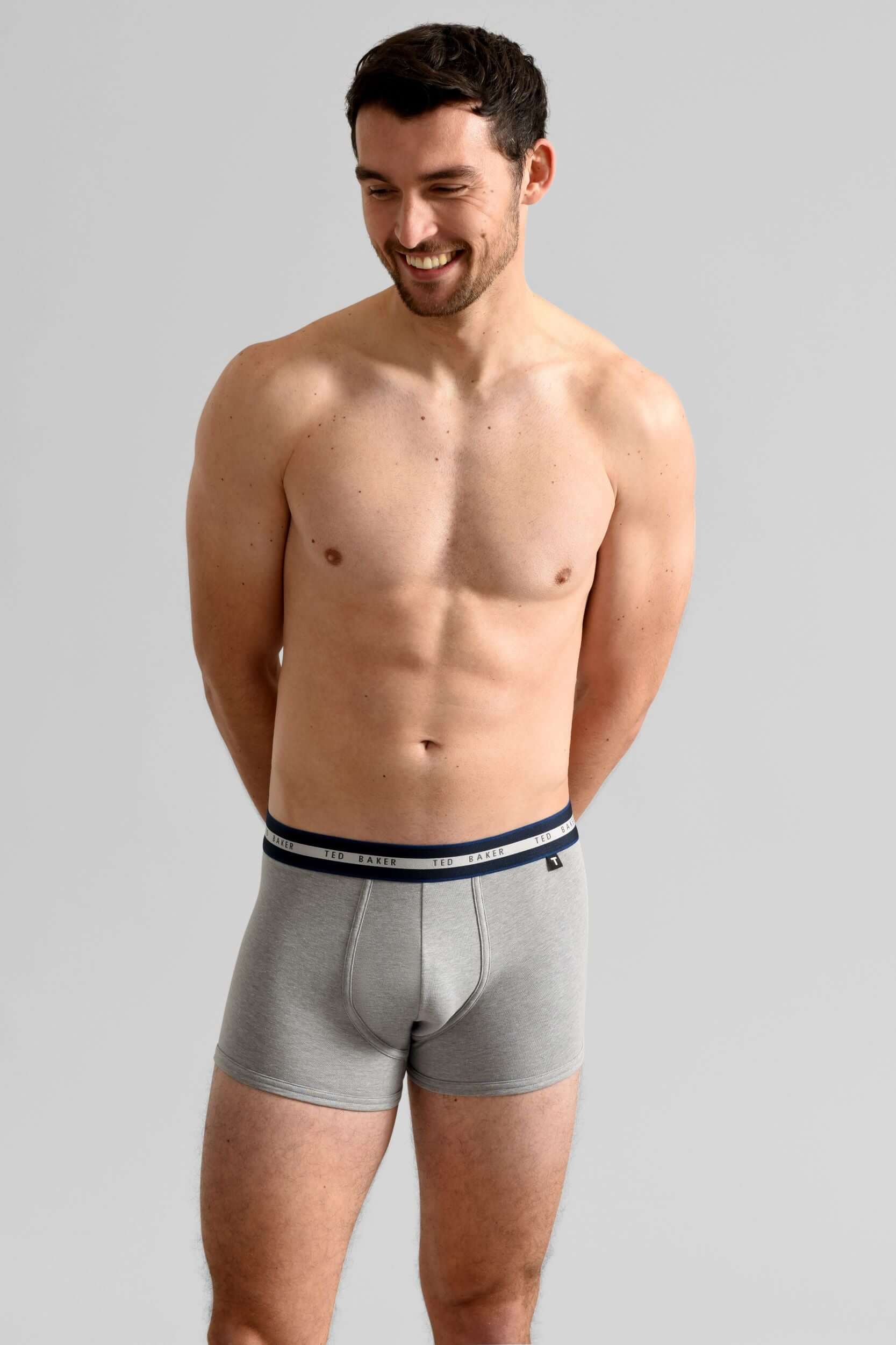 Ted Baker 3 Pack Cotton Stretch Trunks - Blue/Grey/Peacoat