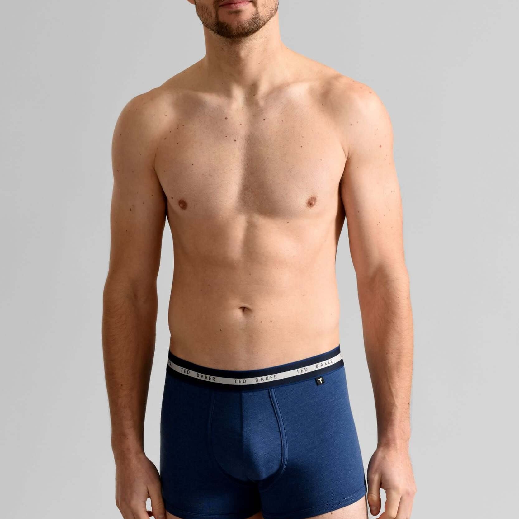 Ted Baker 3 Pack Cotton Stretch Trunks - Blue/Grey/Peacoat
