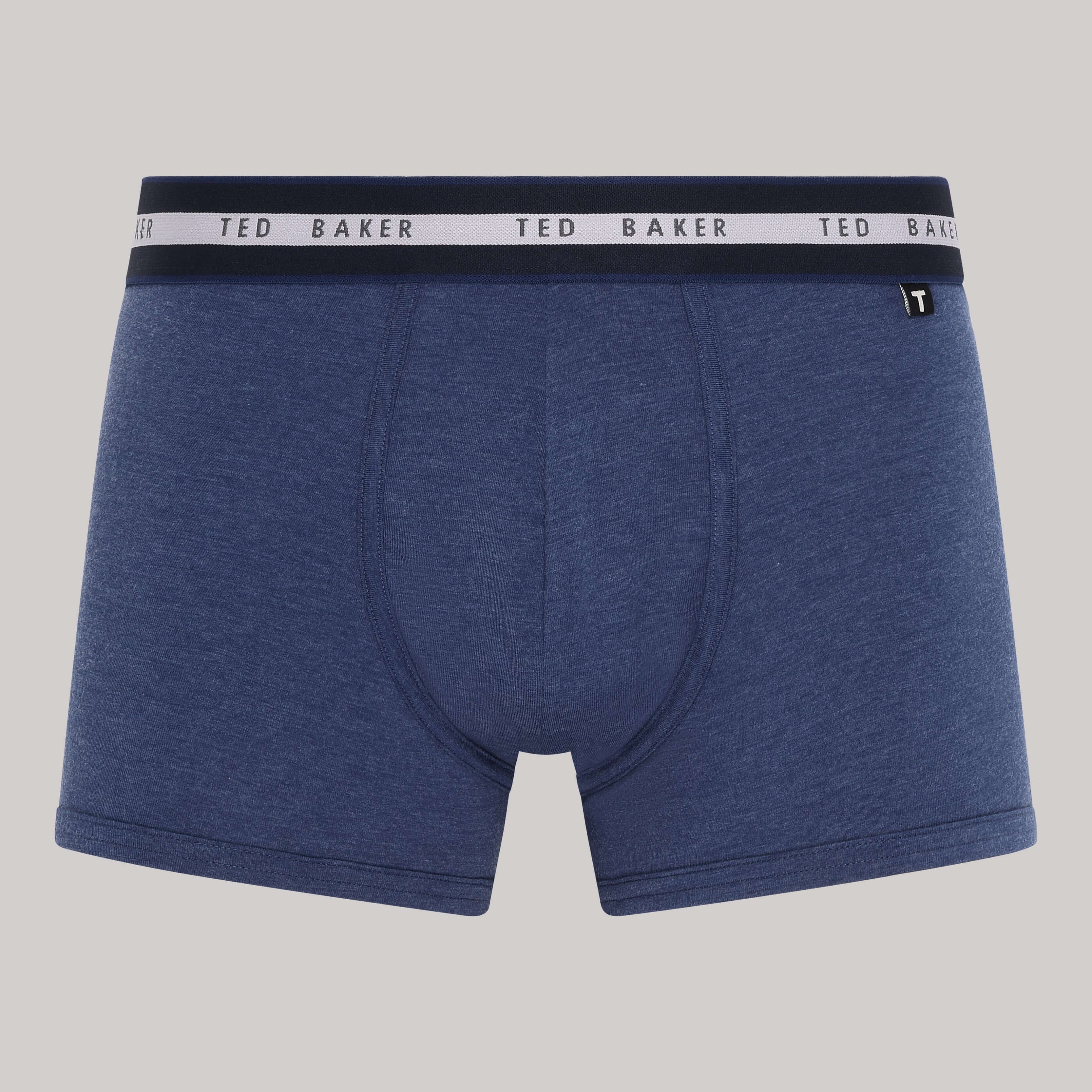 Ted Baker 3 Pack Cotton Stretch Trunks - Blue/Grey/Peacoat