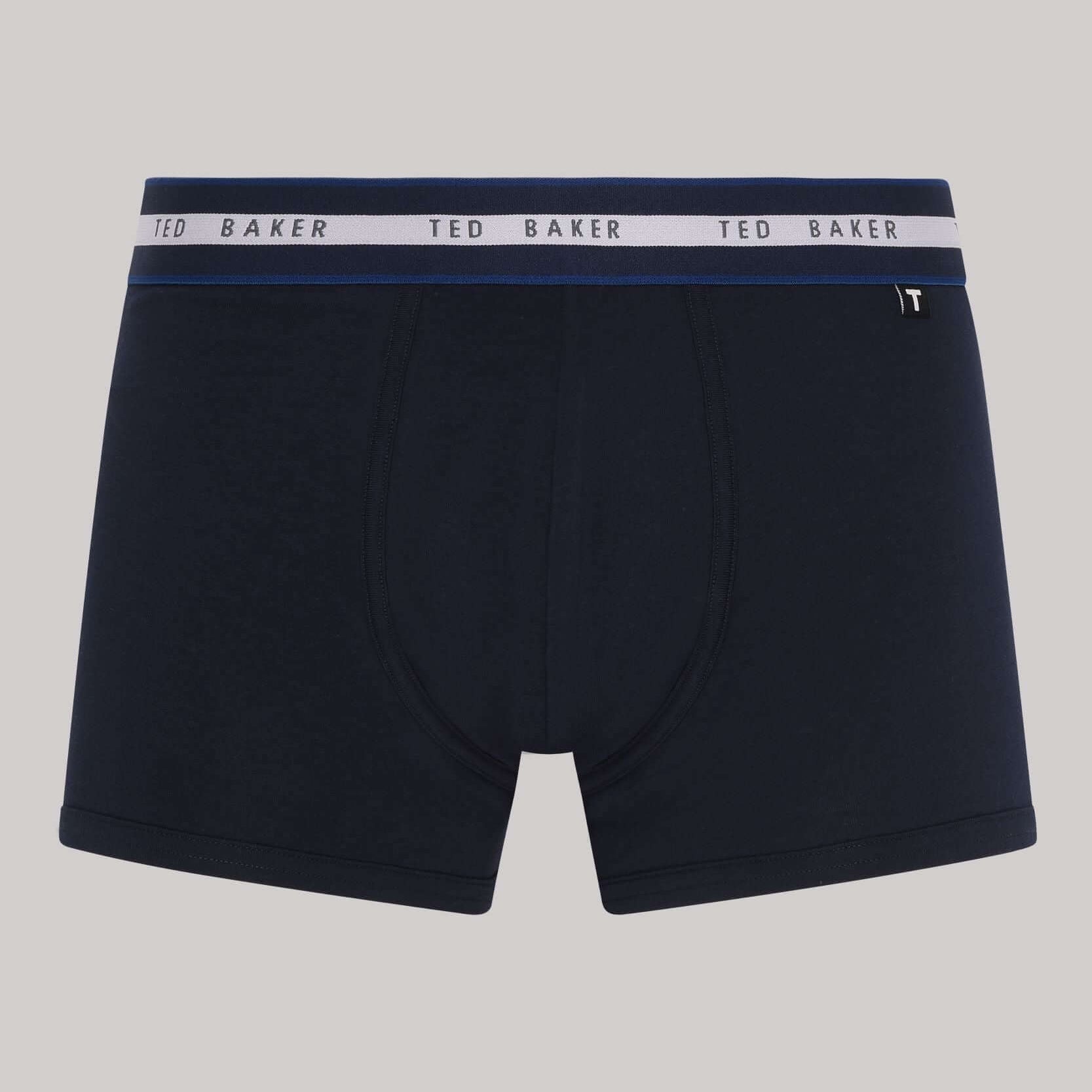 Ted Baker 3 Pack Cotton Stretch Trunks - Blue/Grey/Peacoat