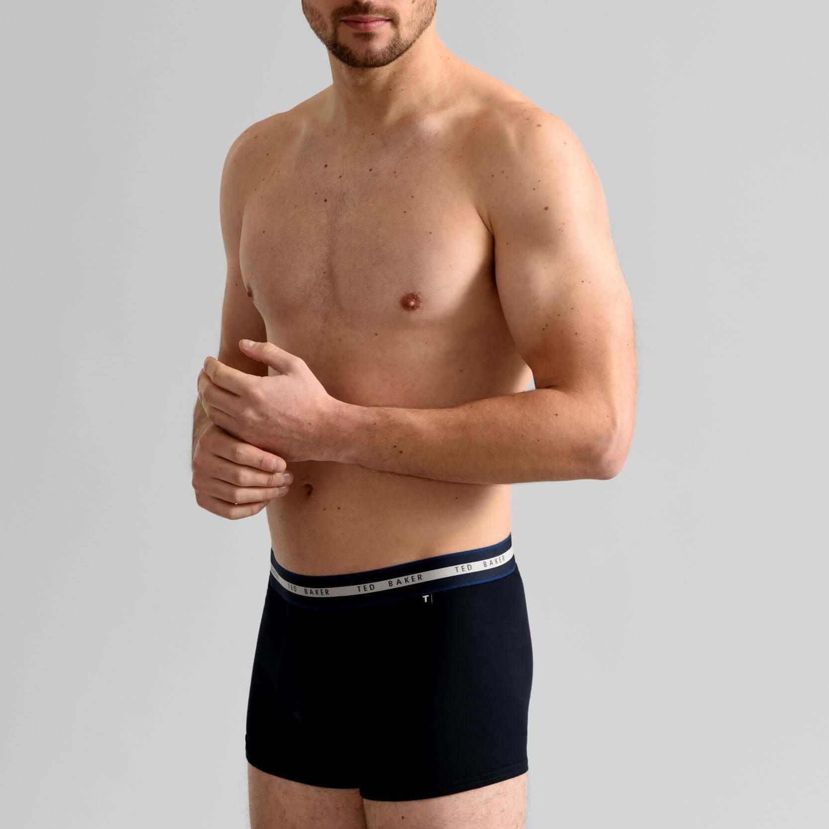 Ted Baker 3 Pack Cotton Stretch Trunks - Blue/Grey/Peacoat