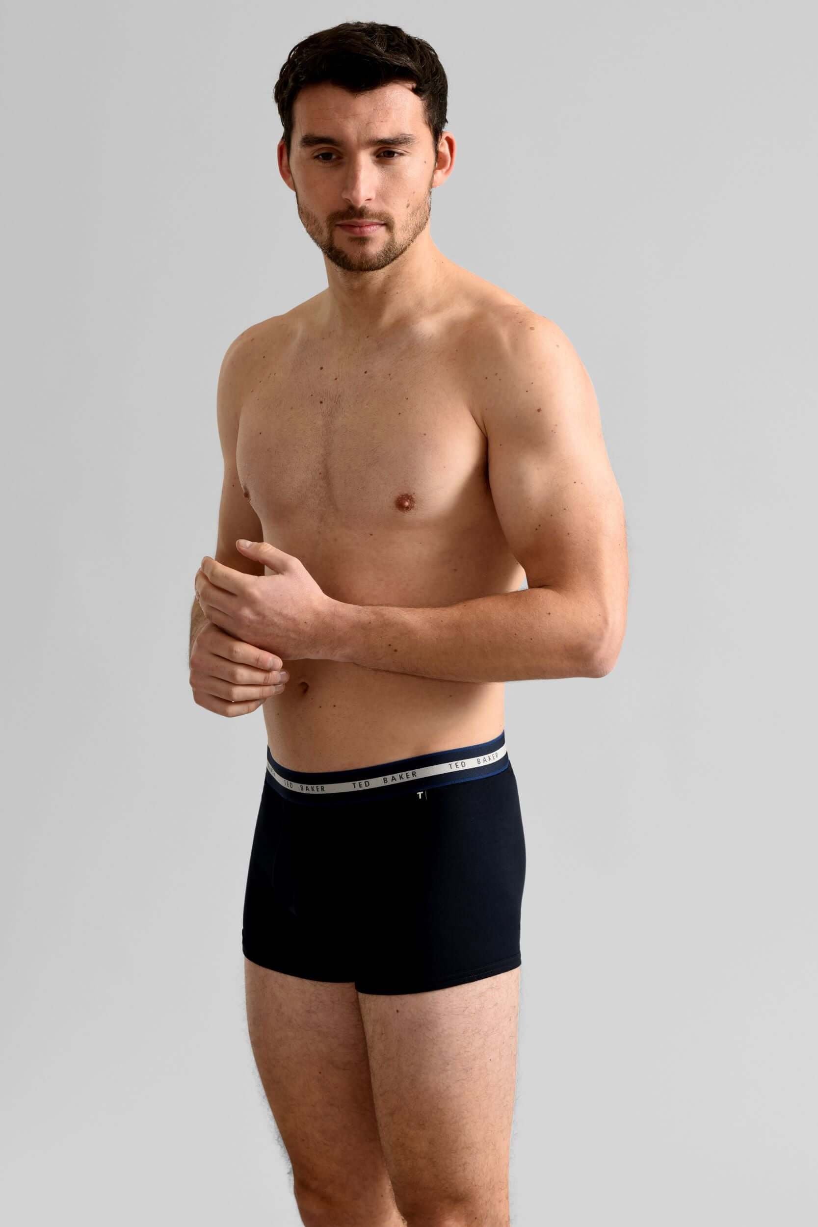 Ted Baker 3 Pack Cotton Stretch Trunks - Blue/Grey/Peacoat