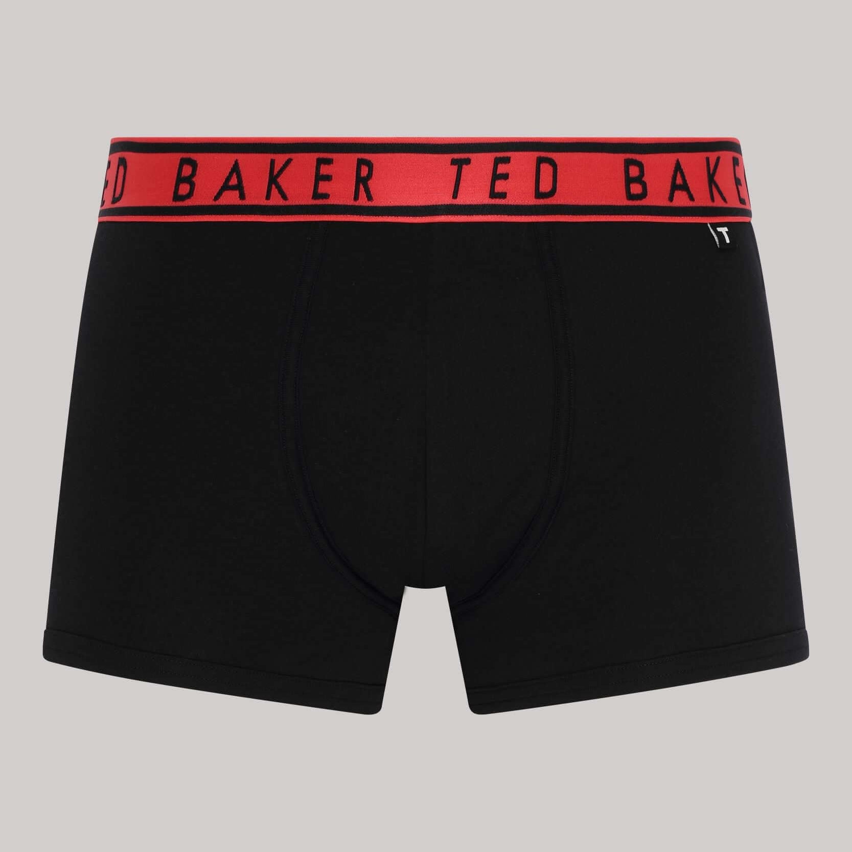 Ted Baker 3 Pack Cotton Stretch Trunks - Black with Red, Black Blue Waistbands