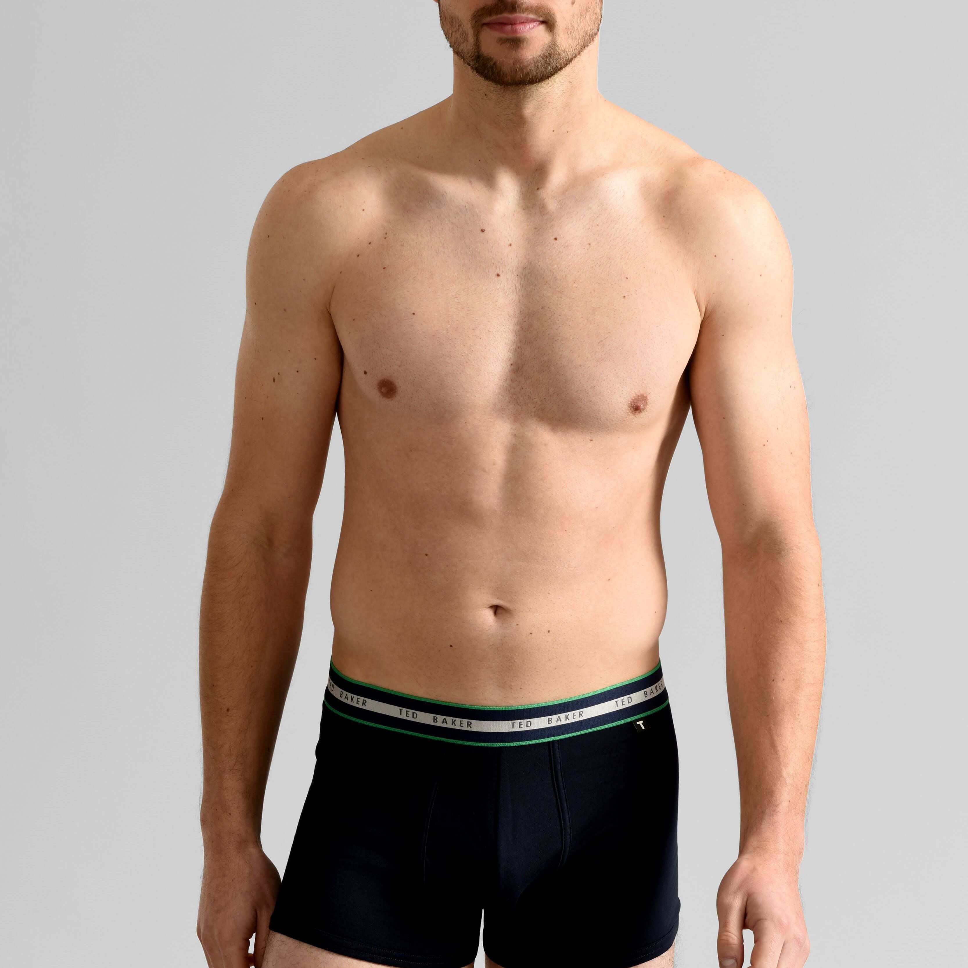 Ted Baker 3 Pack Cotton Stretch Trunks - Green/Grey/Peacoat