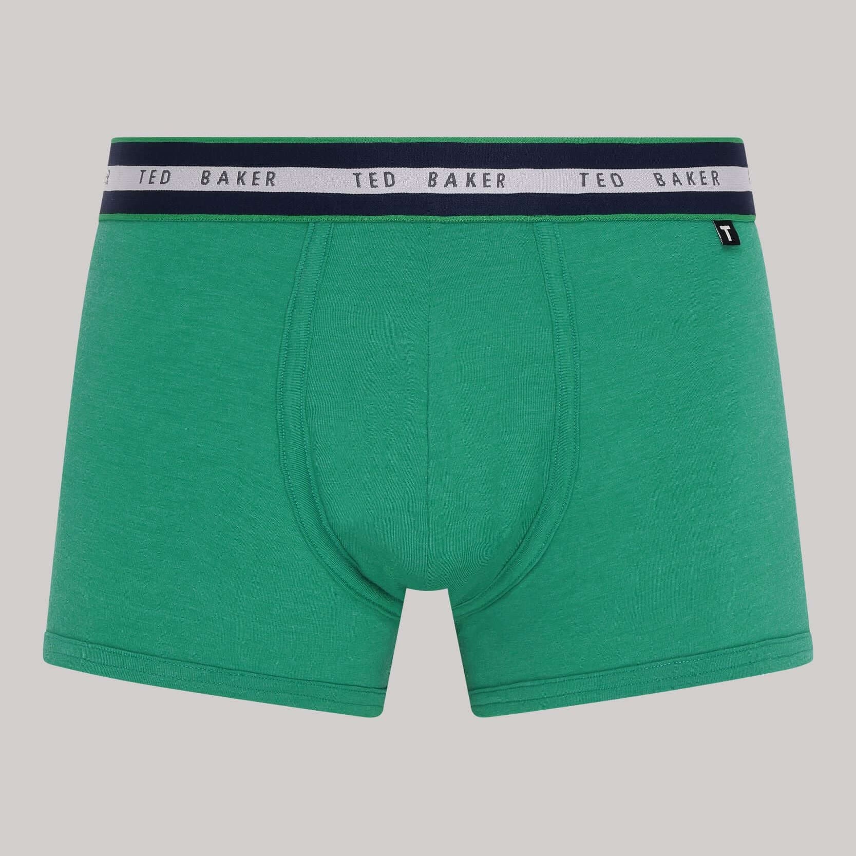 Ted Baker 3 Pack Cotton Stretch Trunks - Green/Grey/Peacoat