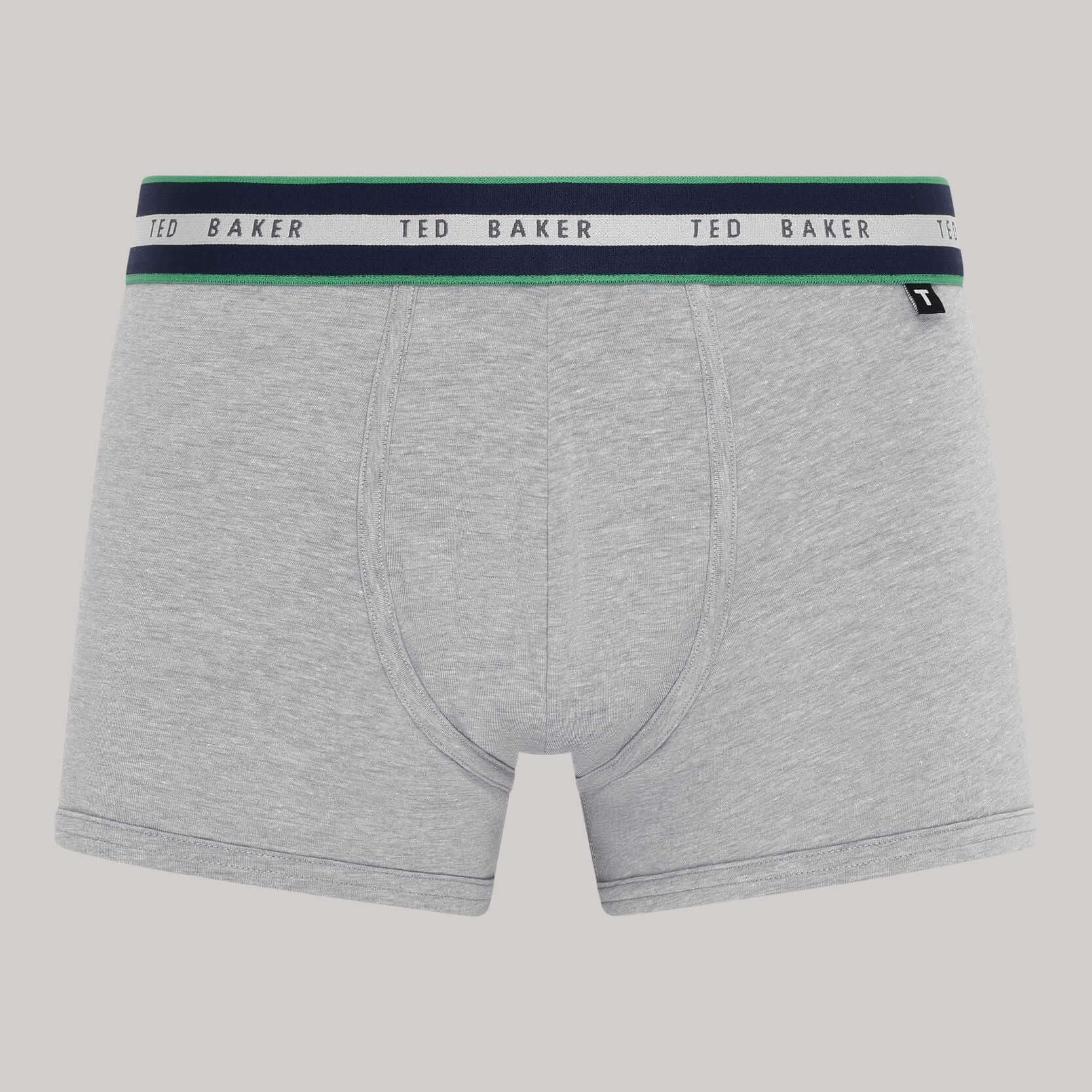 Ted Baker 3 Pack Cotton Stretch Trunks - Green/Grey/Peacoat