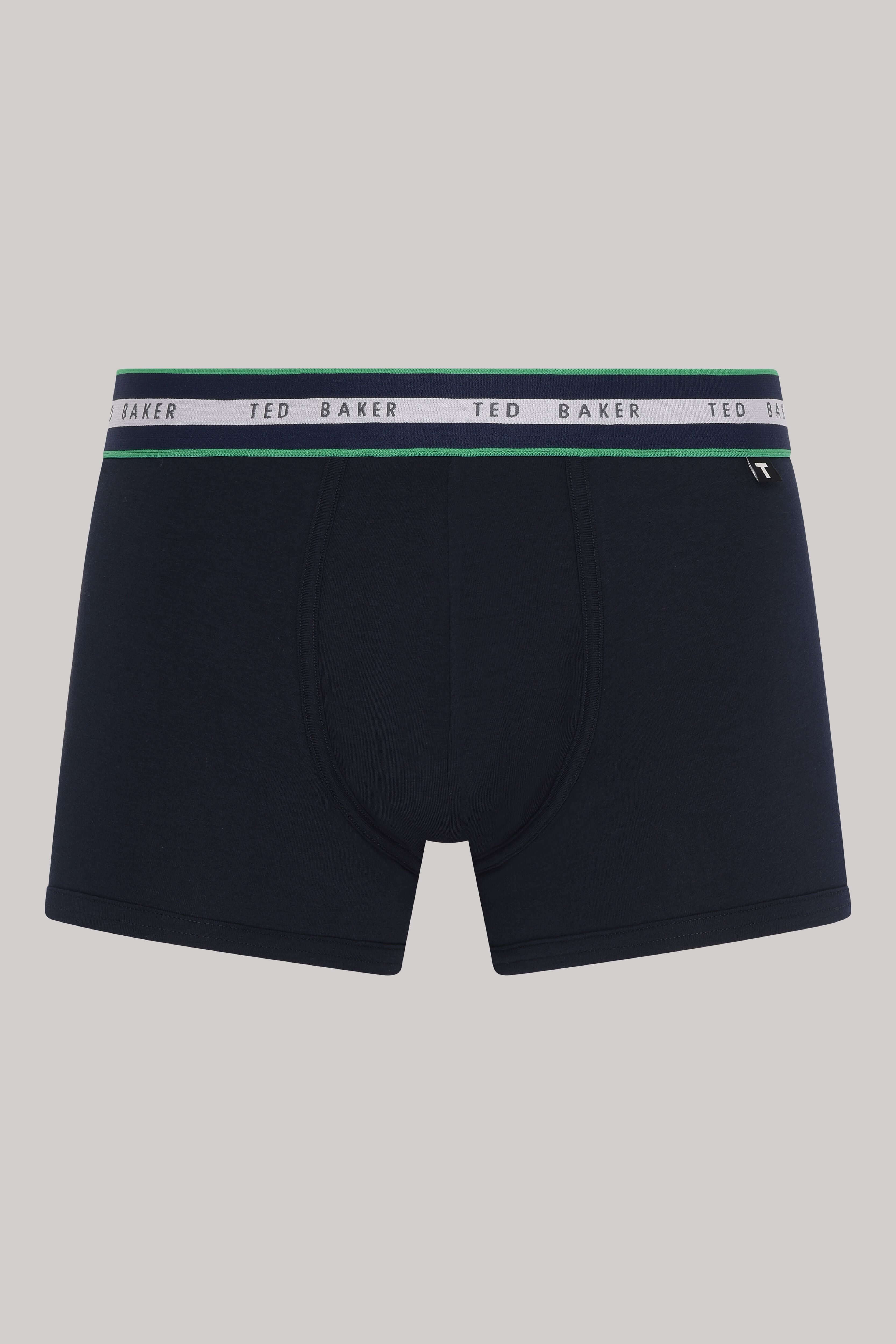 Ted Baker 3 Pack Cotton Stretch Trunks - Green/Grey/Peacoat