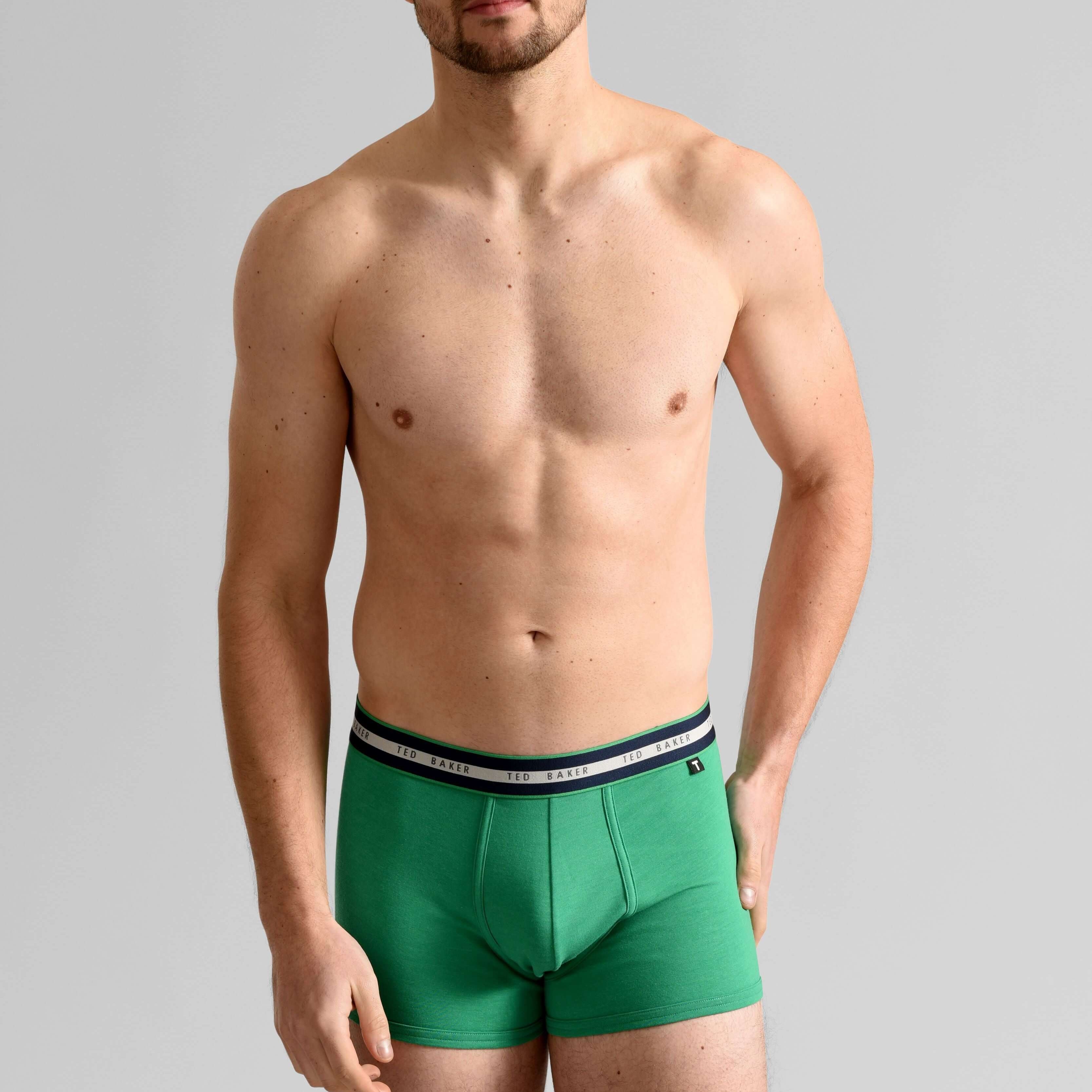 Ted Baker 3 Pack Cotton Stretch Trunks - Green/Grey/Peacoat