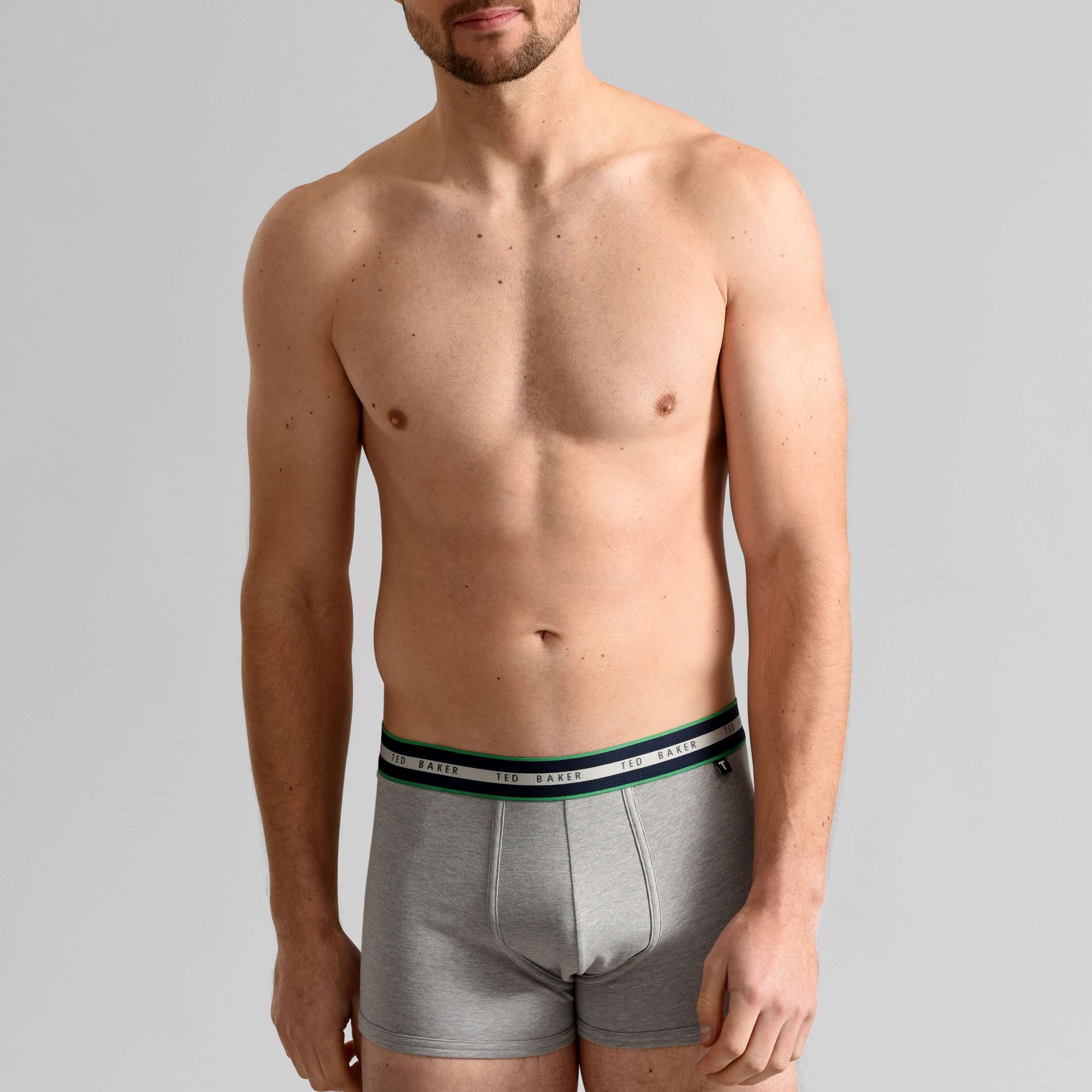 Ted Baker 3 Pack Cotton Stretch Trunks - Green/Grey/Peacoat