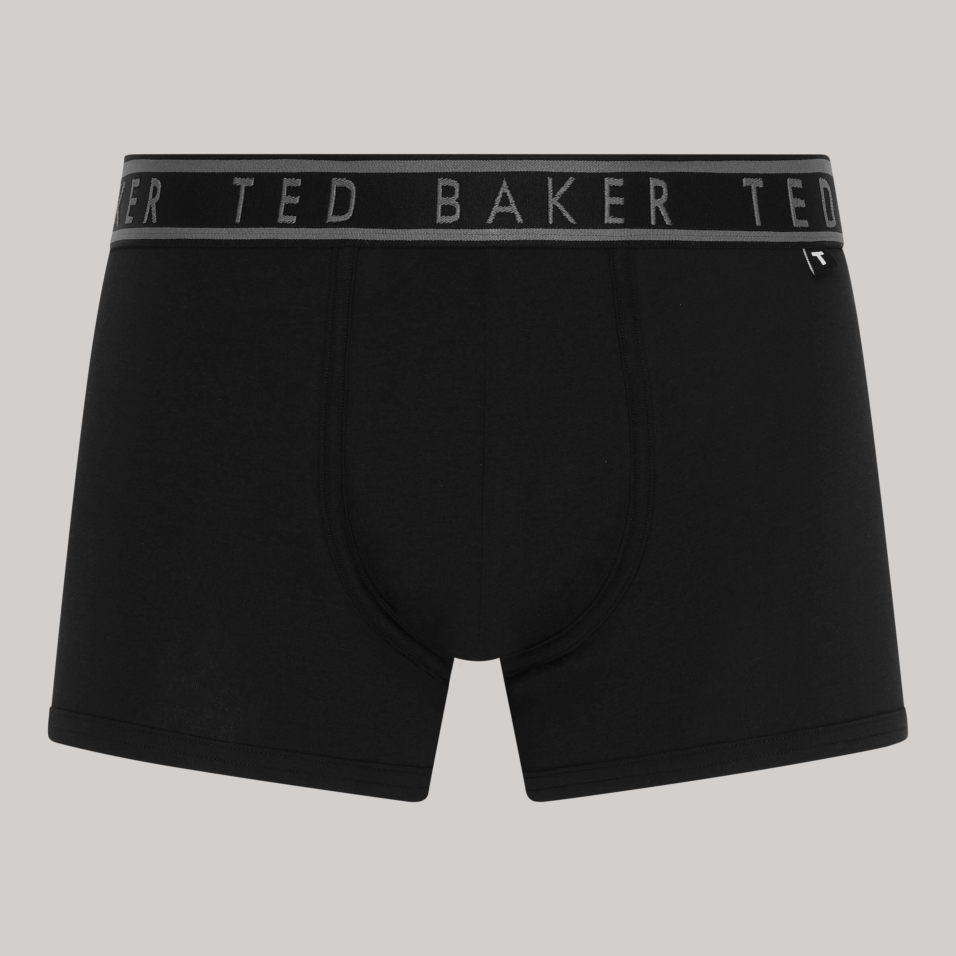 Ted Baker 3 Pack Cotton Stretch Fashion Trunks - Navy, Charcoal, Blue Print