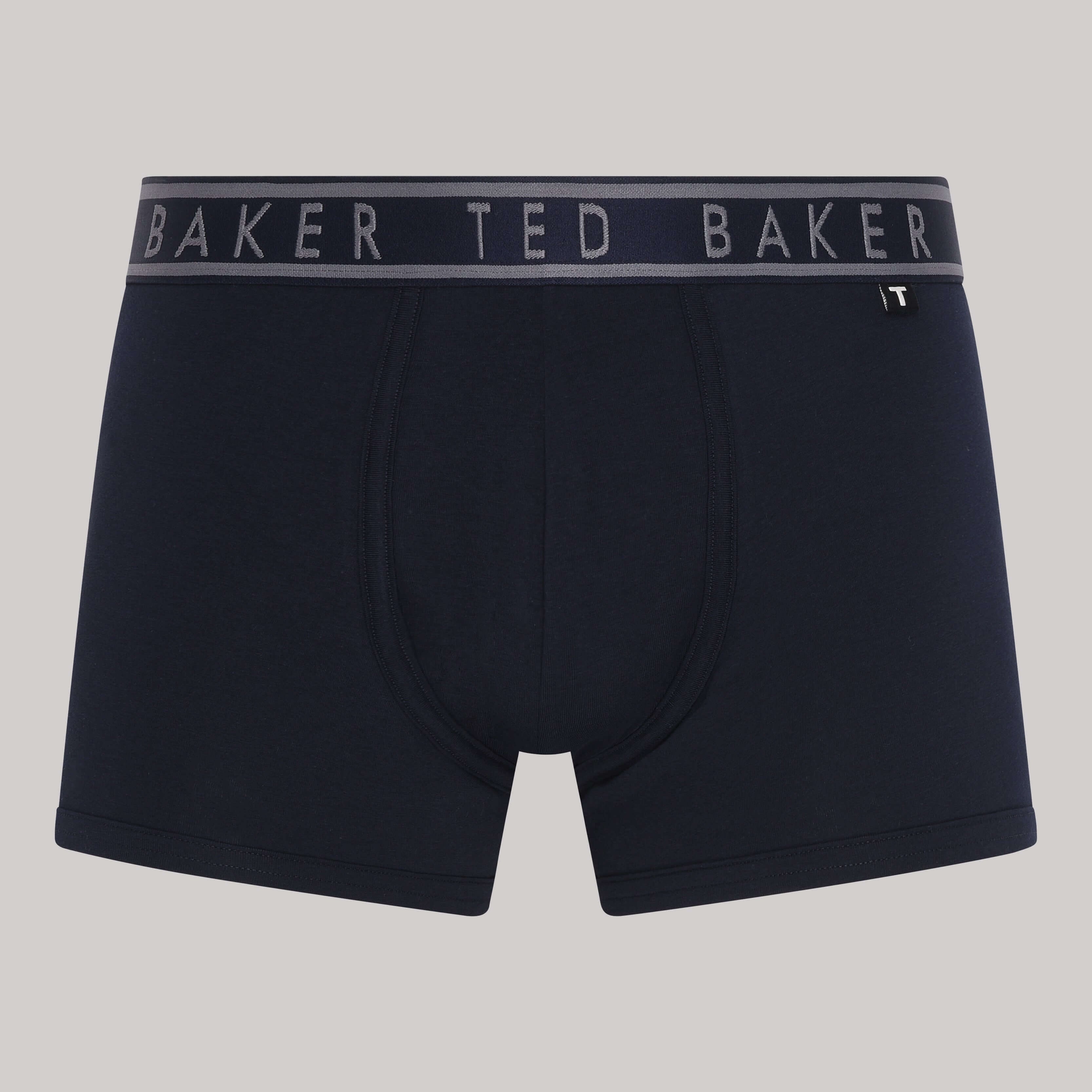 Ted Baker 3 Pack Cotton Stretch Solid Trunks - Black / Blue / Grey