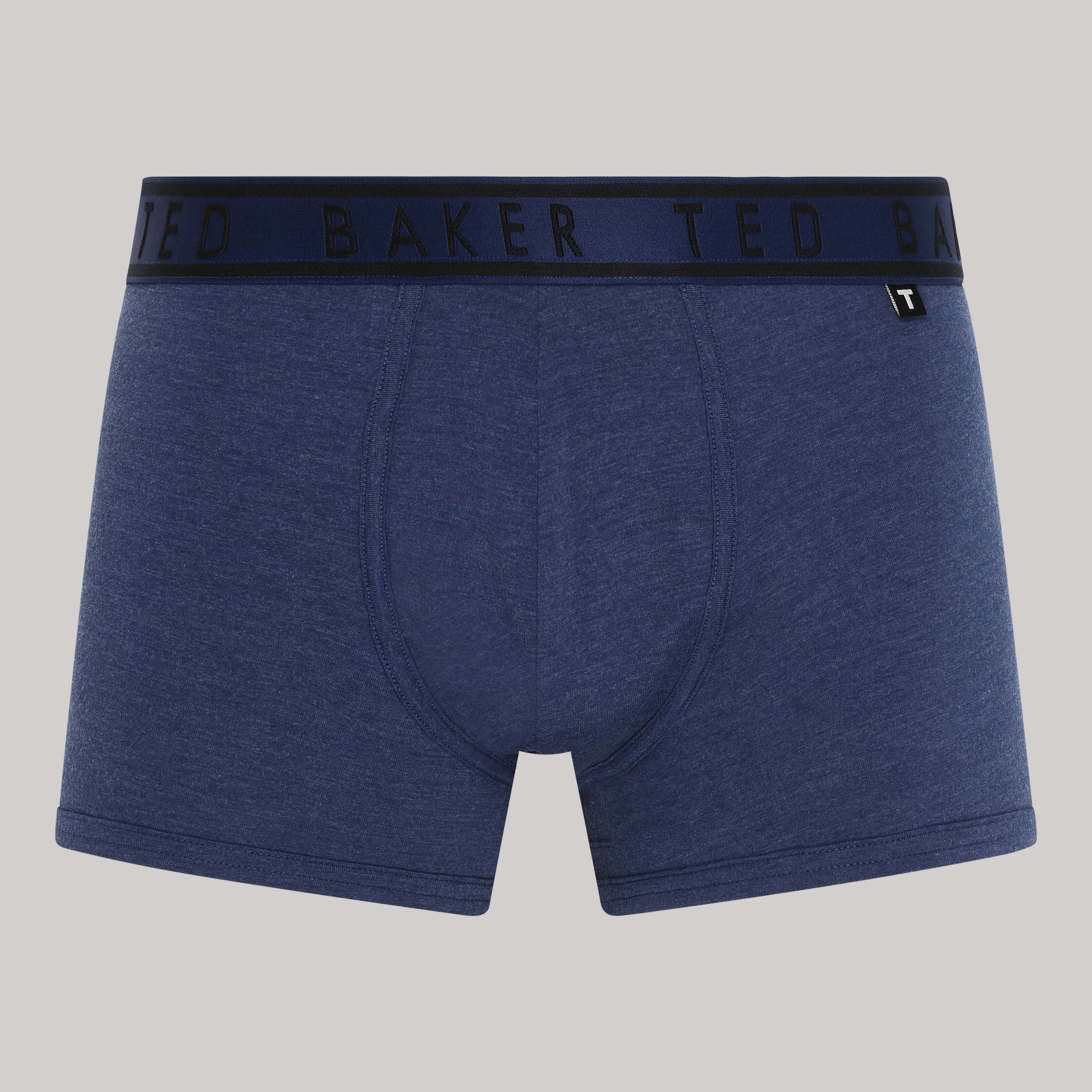 Ted Baker 3 Pack Cotton Stretch Solid Trunks - Black / Blue / Grey