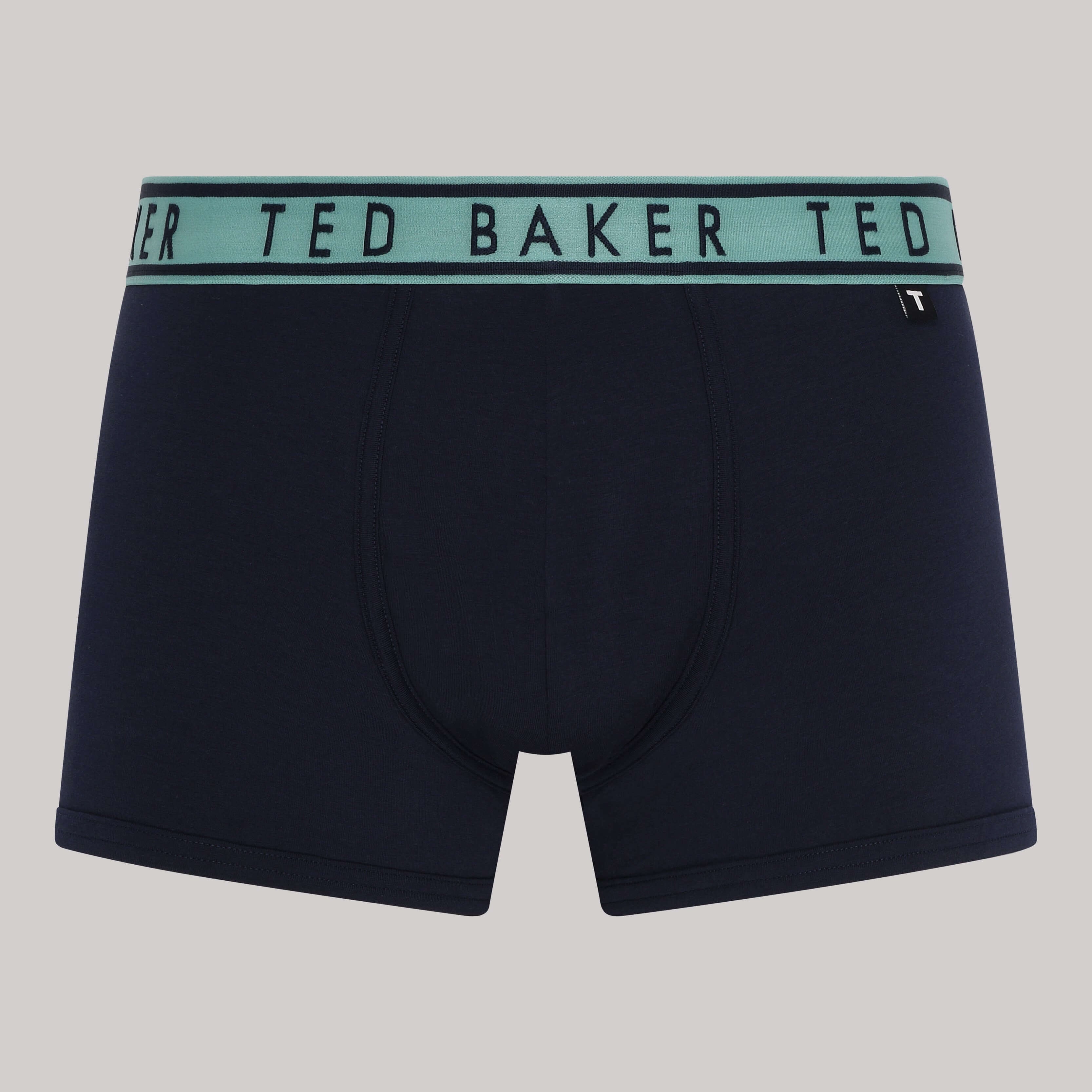 Ted Baker 3 Pack Cotton Stretch Solid Trunks - Black, Blue Waistbands