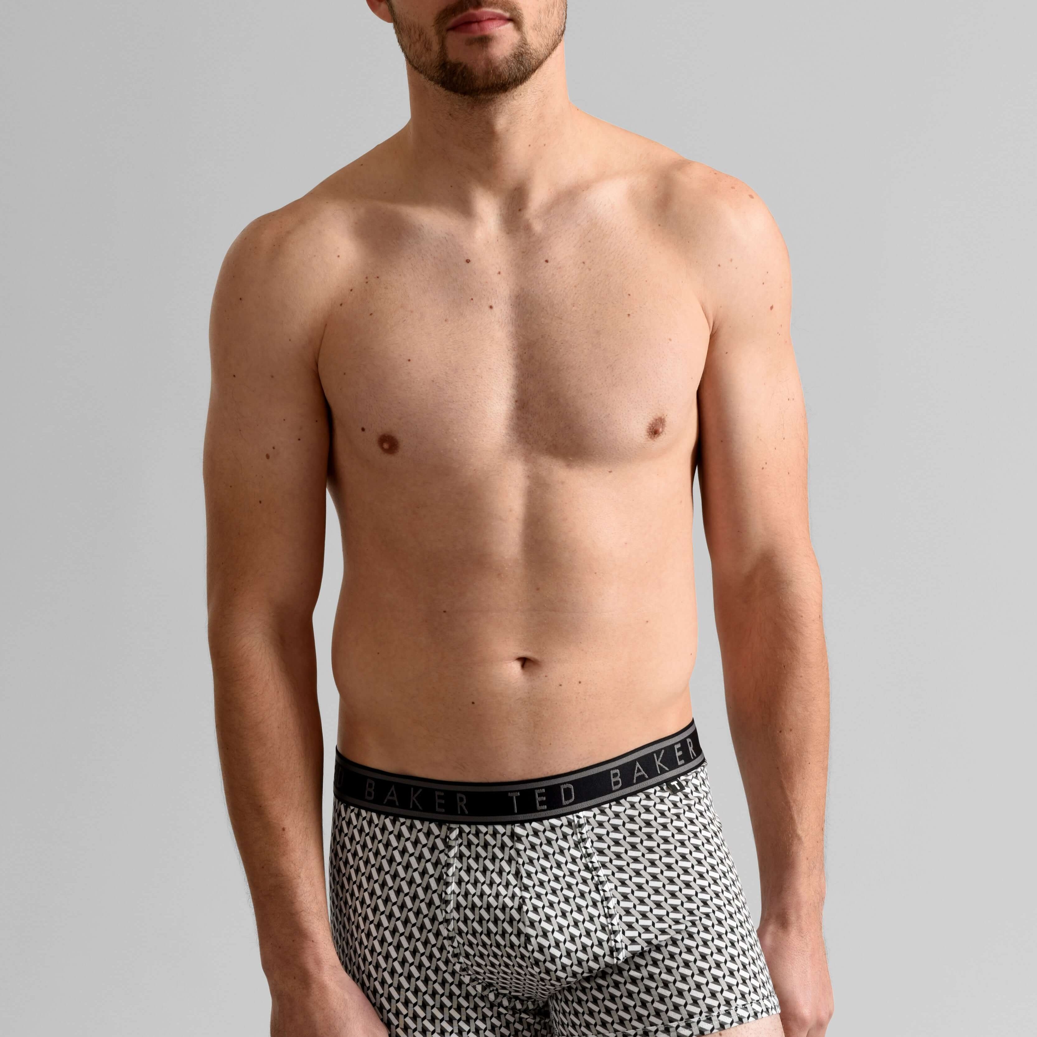 Ted Baker Mens Three Pack Cotton Stretch Trunks - Grey Sangs/Geo Twist/Grey