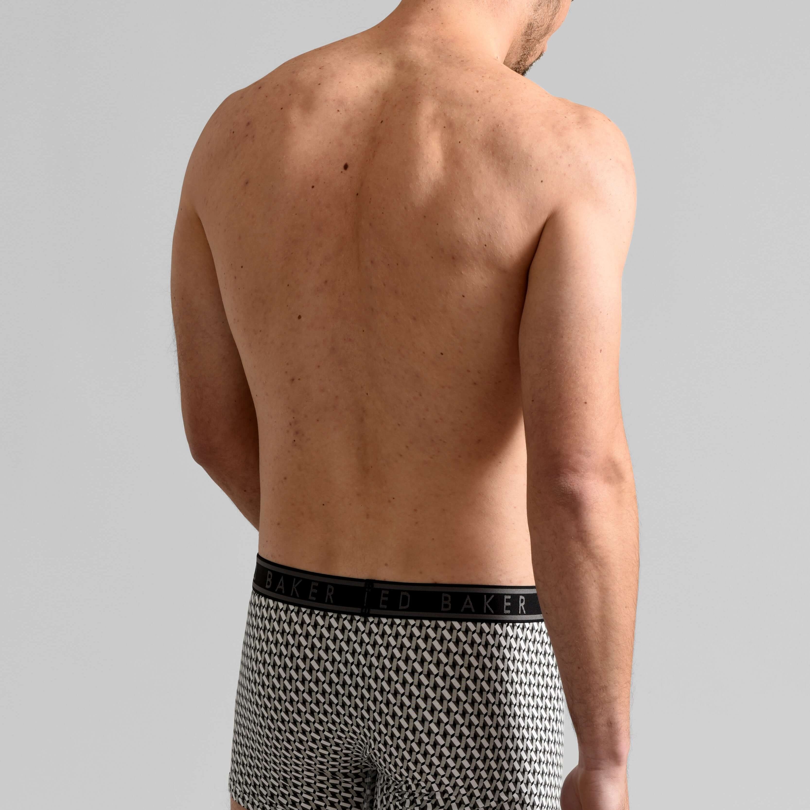 Ted Baker Mens Three Pack Cotton Stretch Trunks - Grey Sangs/Geo Twist/Grey