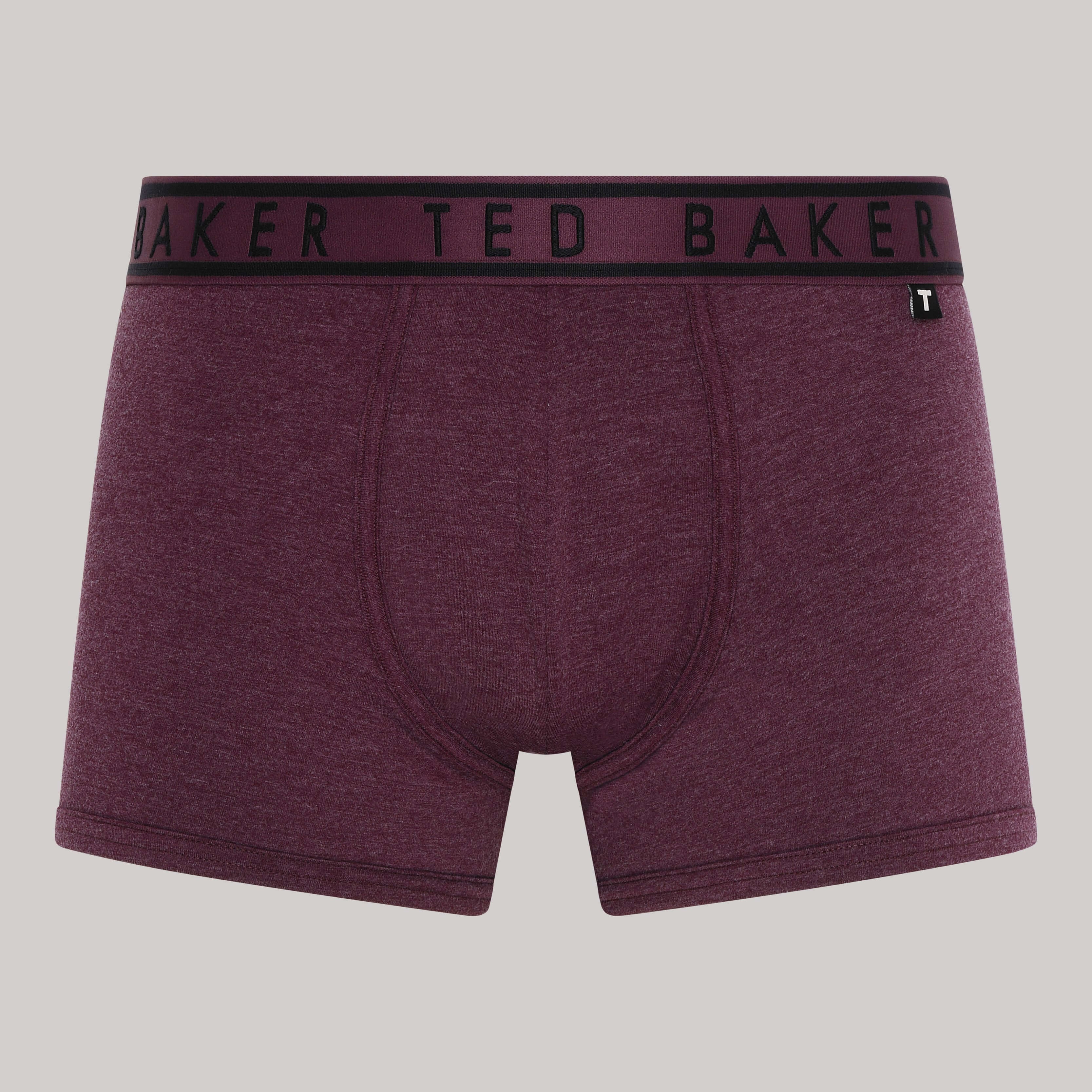 Ted Baker 3 Pack Cotton Stretch Solid Trunks - Black / Plum / Red