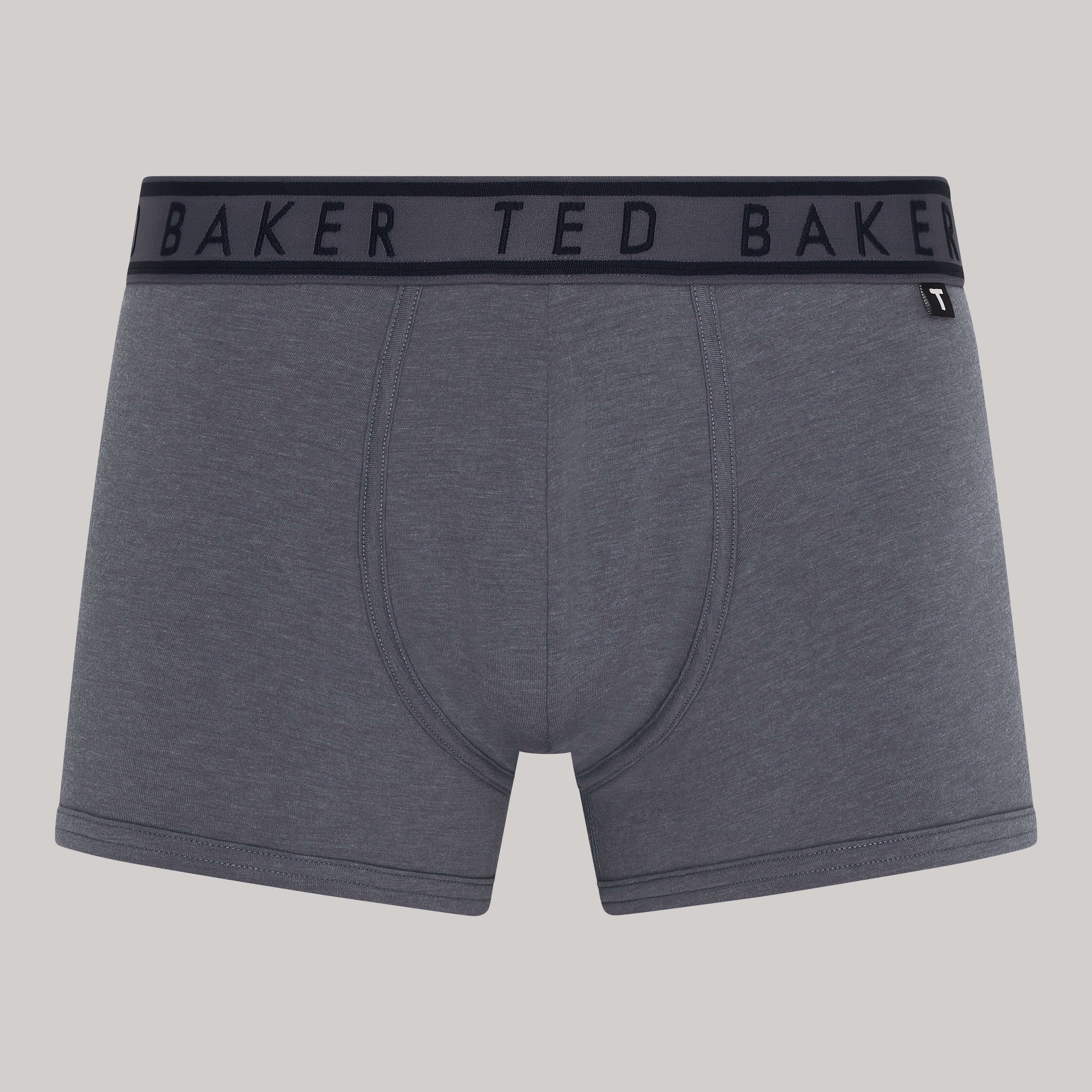 Ted Baker 3 Pack Cotton Stretch Fashion Trunks - Black, Charcoal Pattern