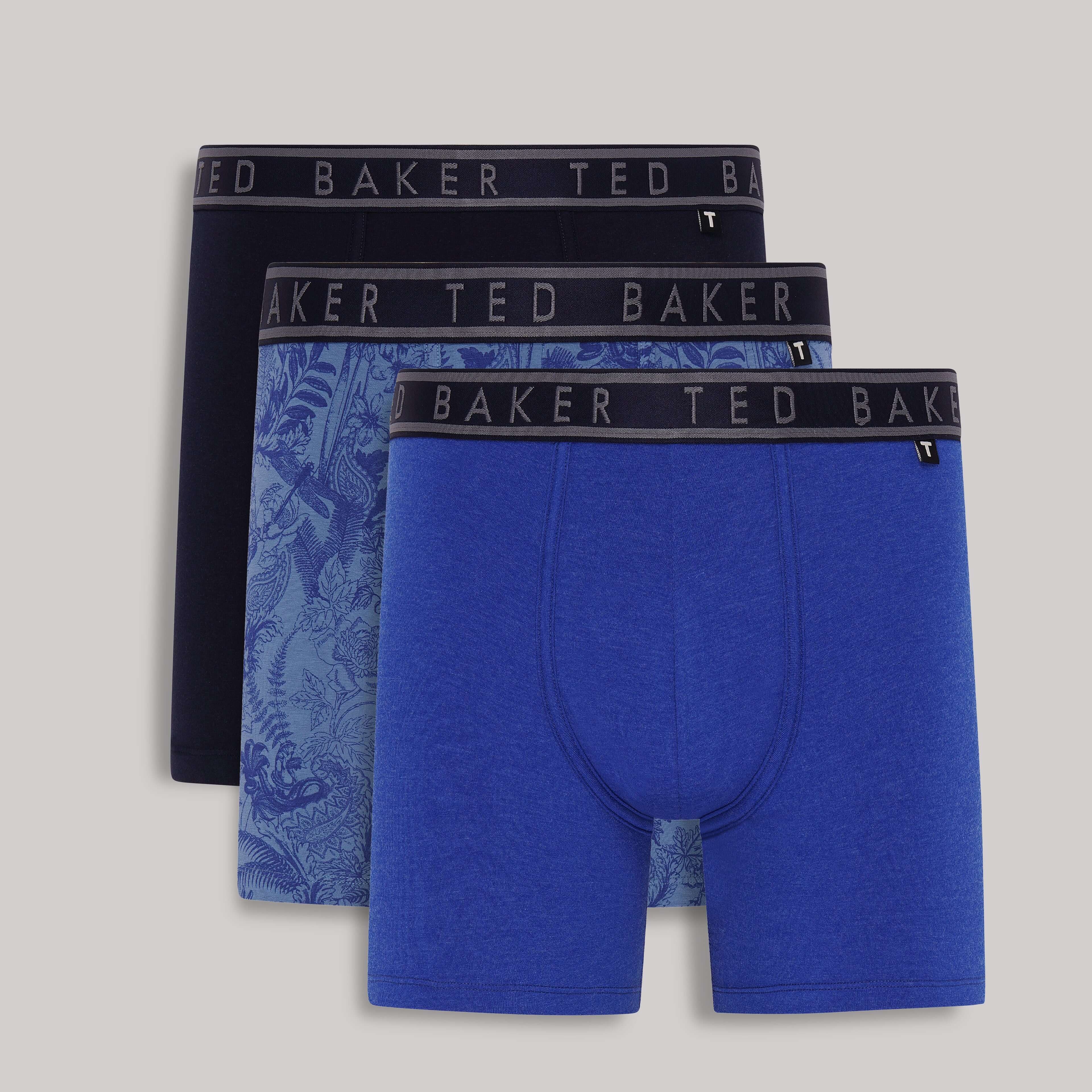 Ted Baker 3 Pack Cotton Stretch Boxer Briefs - Navy Treasure/Blue Mazarine/Blue
