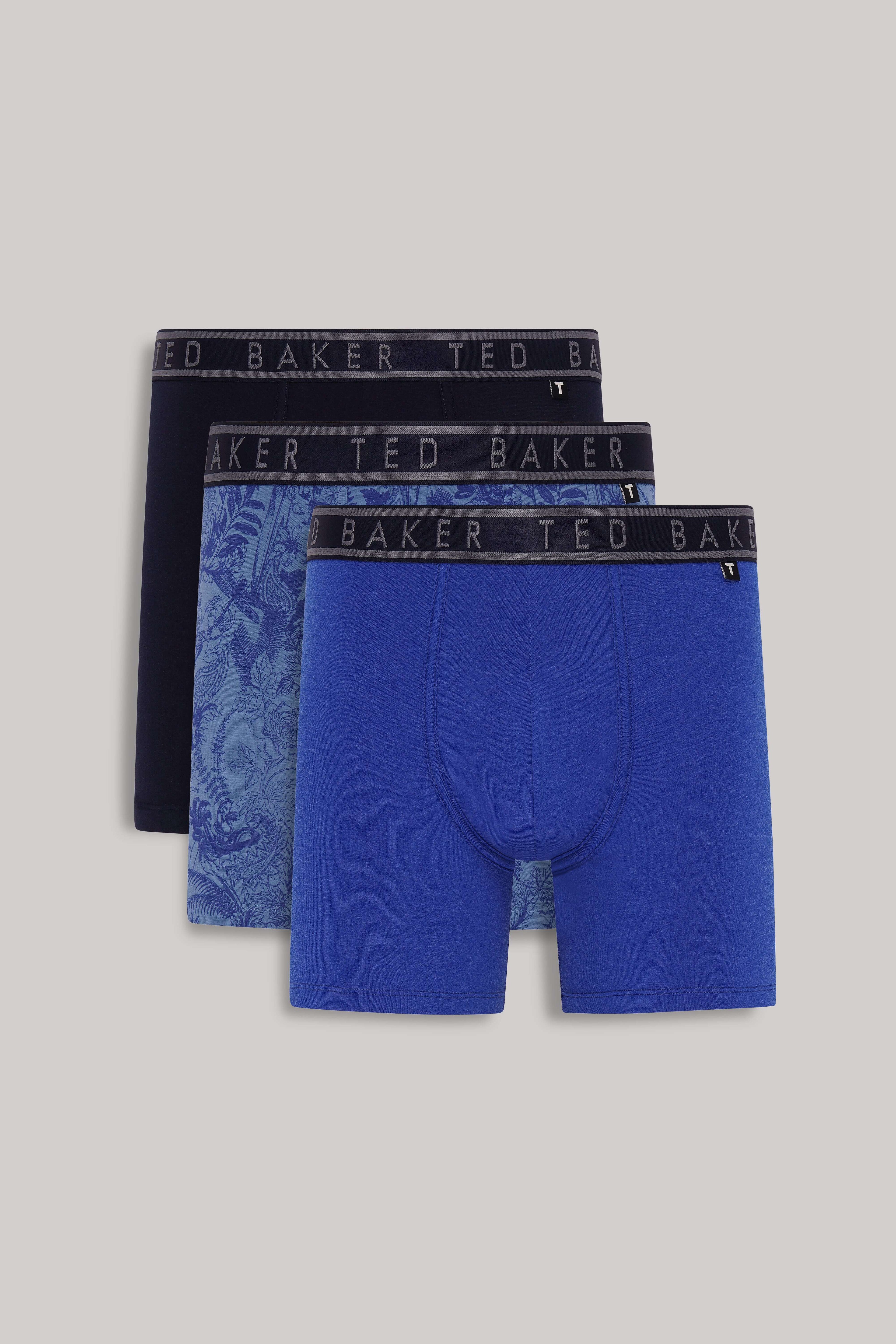 Ted Baker 3 Pack Cotton Stretch Boxer Briefs - Navy Treasure/Blue Mazarine/Blue