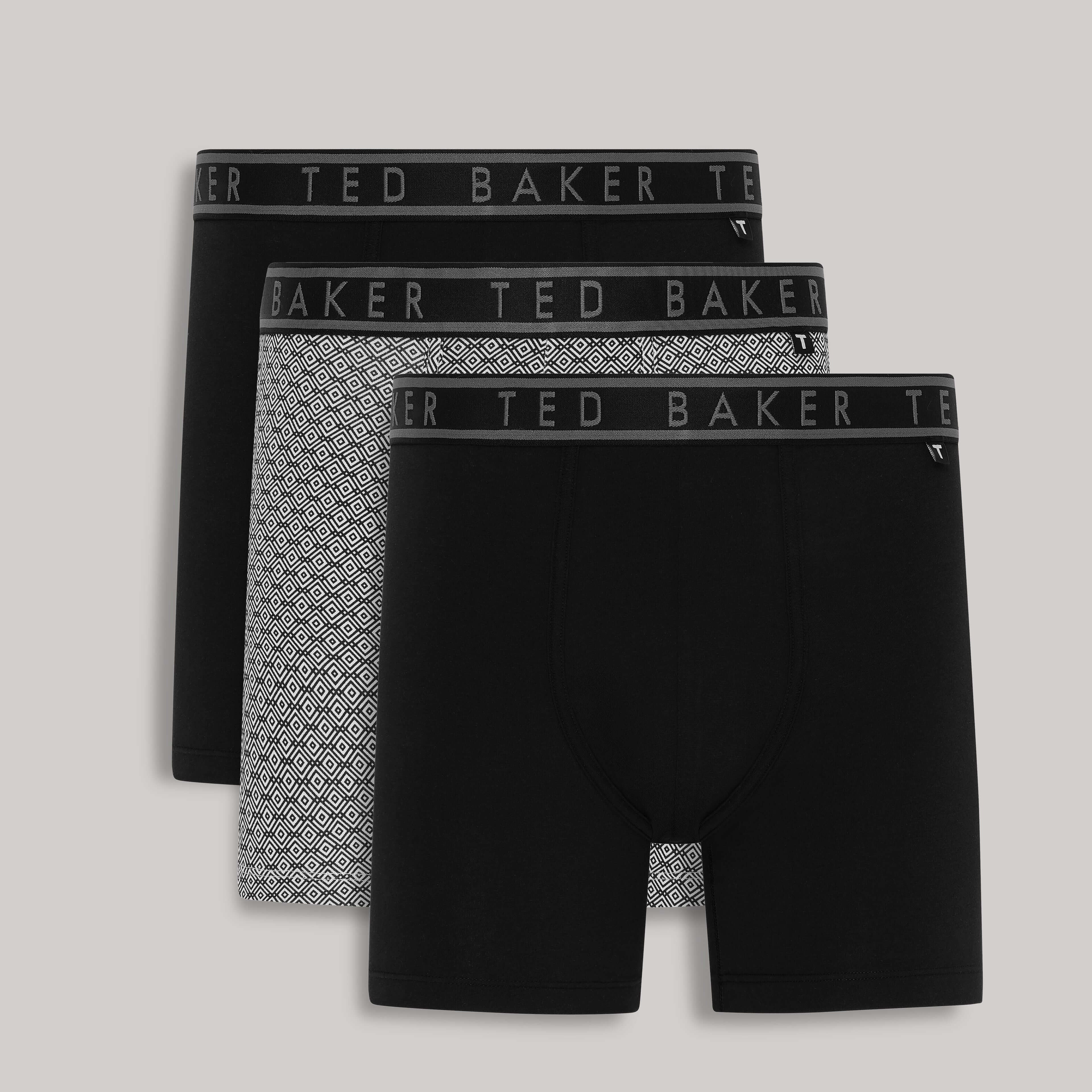 Ted Baker 3 Pack Cotton Stretch Boxer Briefs - Black/ Micron/ Black