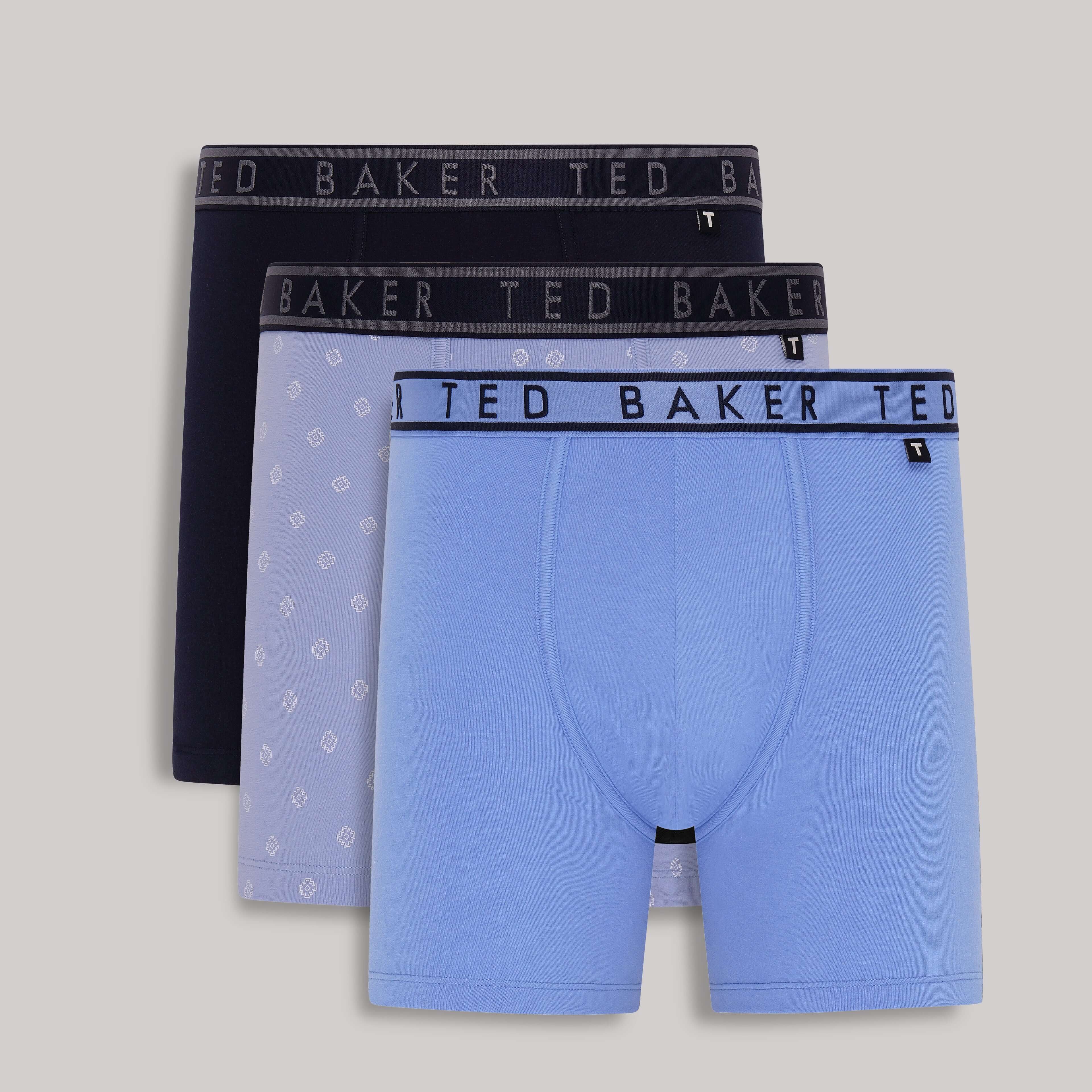 Ted Baker 3 Pack Cotton Stretch Boxer Briefs - Navy Blue/ Sauna/ Bachelors Blue
