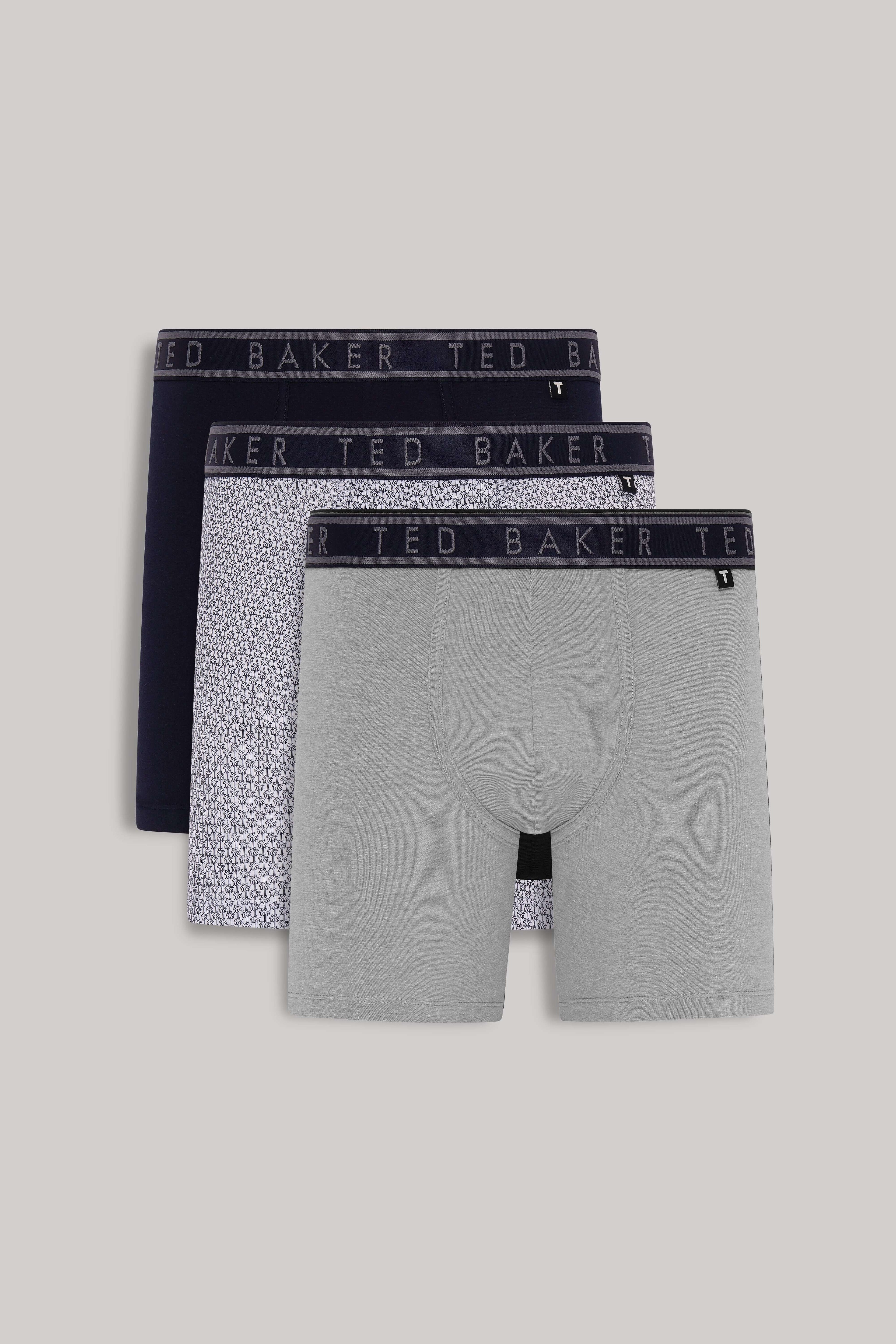 Ted Baker 3-Pack Boxer Briefs, Black/ Print / Heather Grey