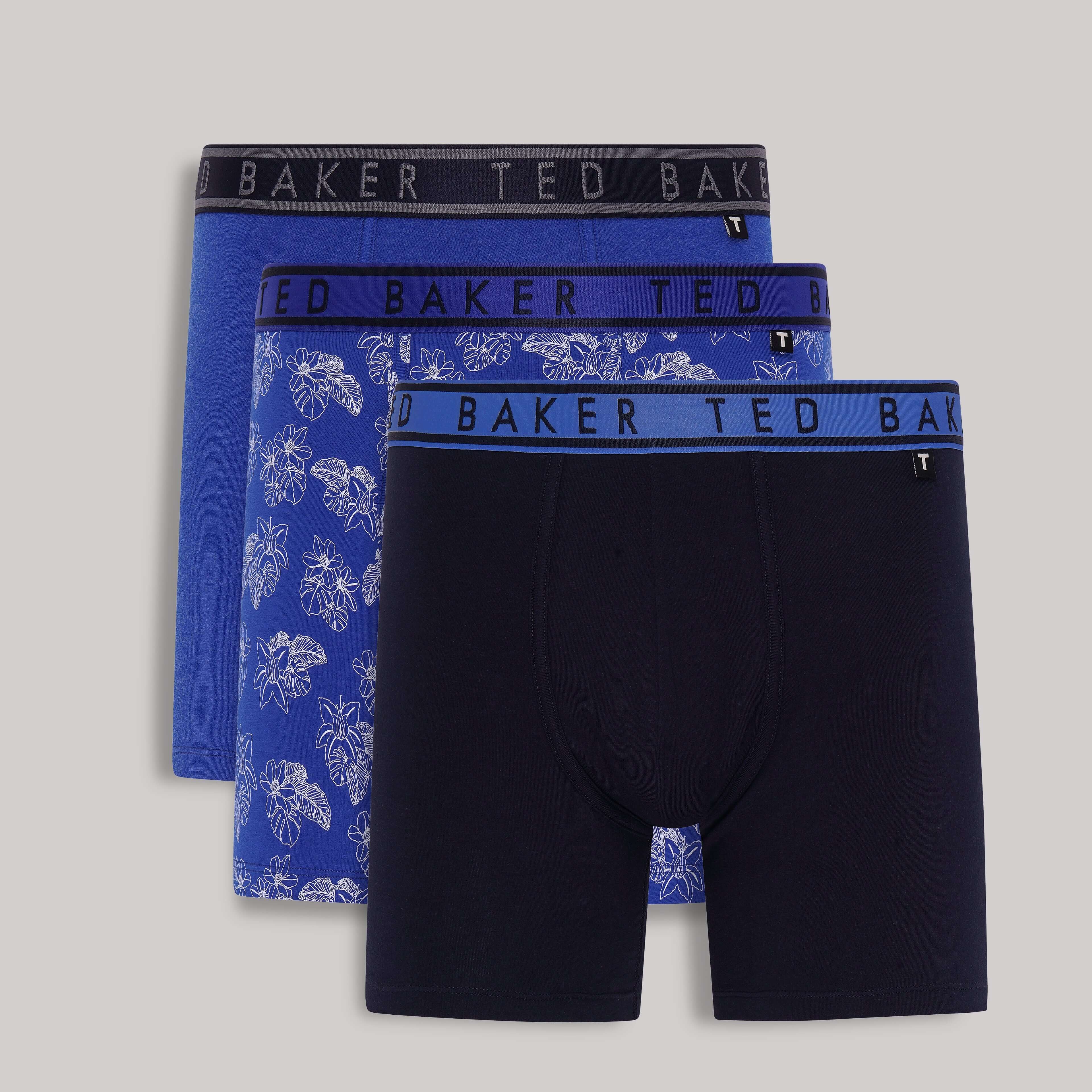 Ted Baker 3 Pack Cotton Stretch Boxer Briefs - Mazarnie Blue/ Blue Lotus/ Navy