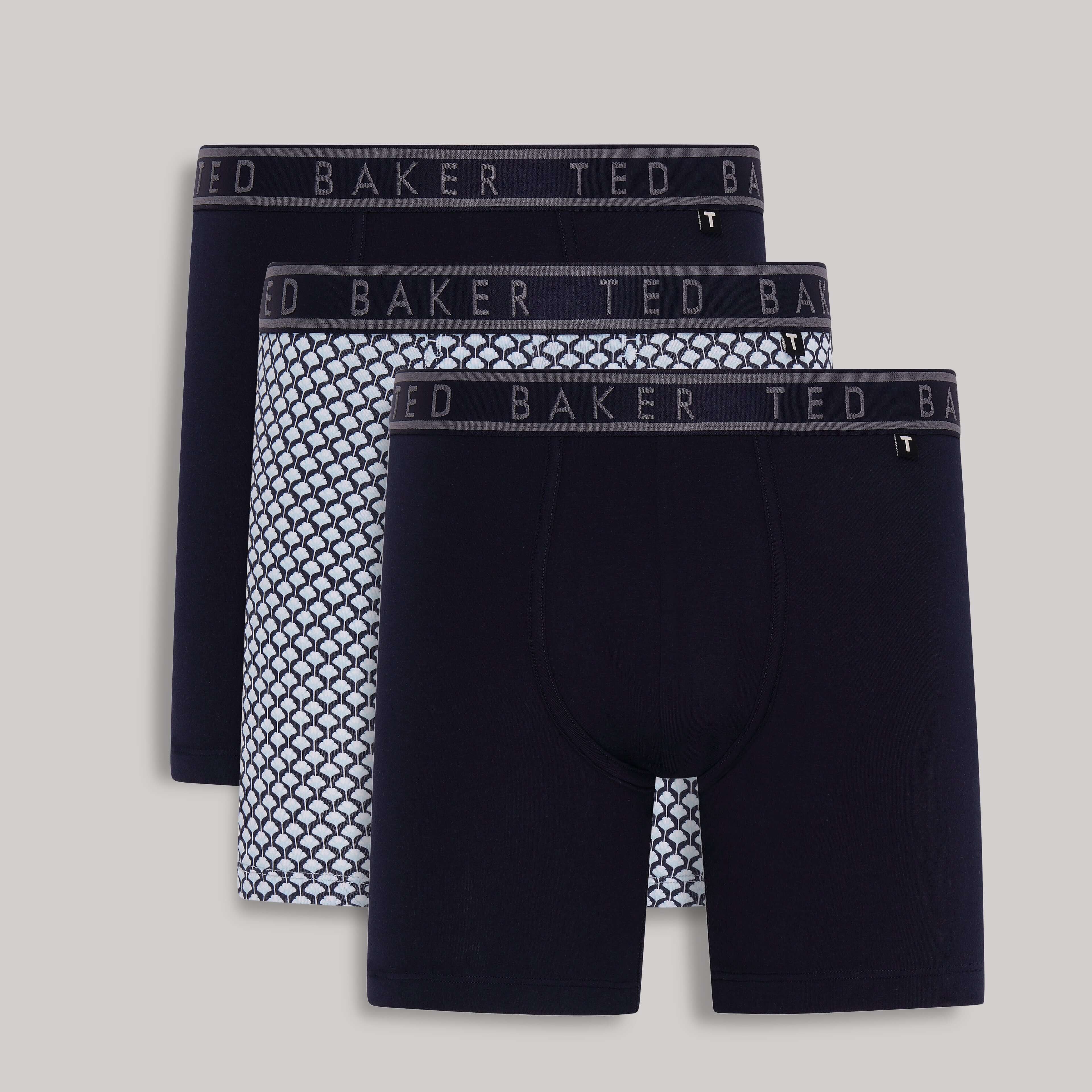 Ted Baker 3 Pack Cotton Stretch Boxer Briefs - Navy/ Palm Geo/Navy