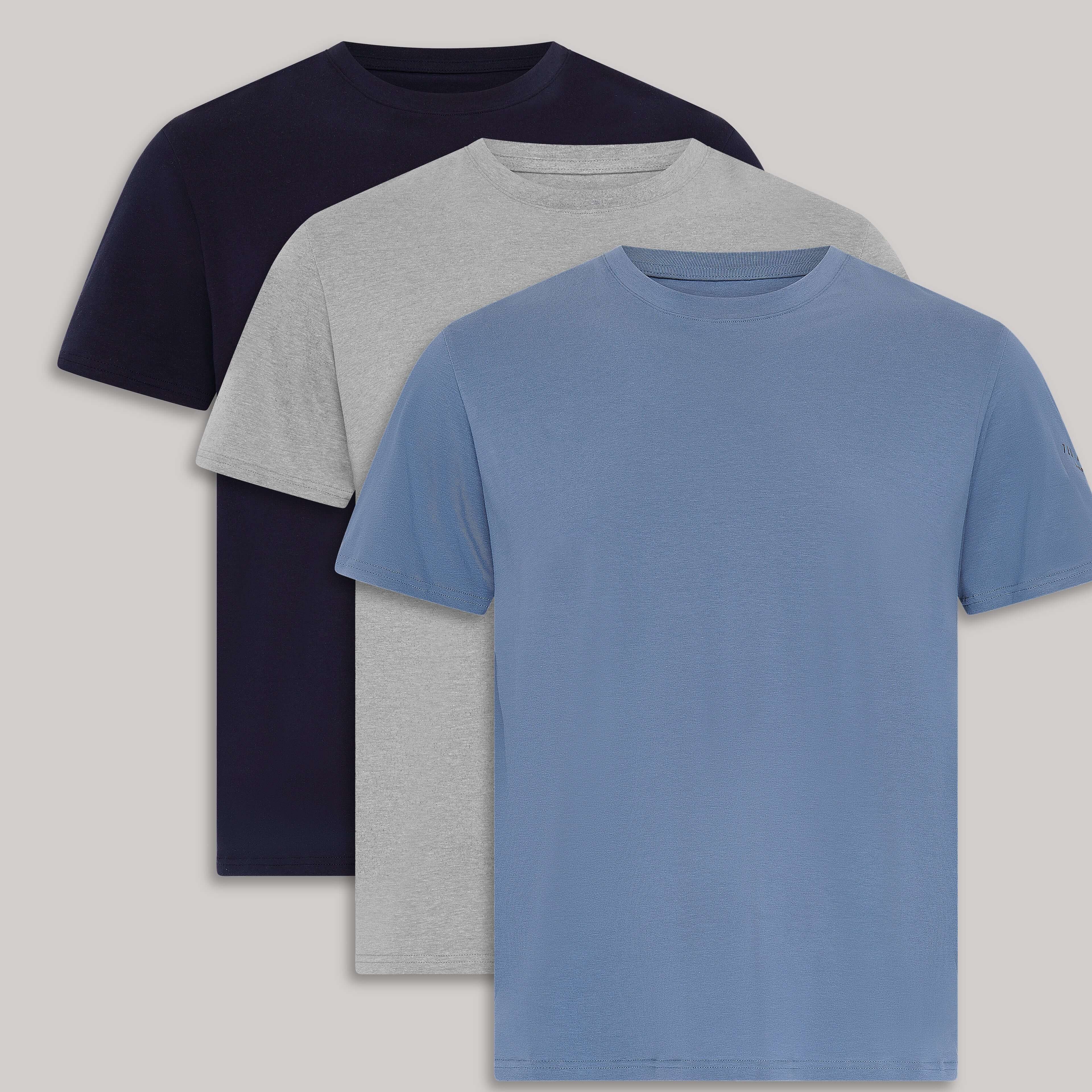 Ted Baker 3-Pack Lounge Crew Neck T-Shirts - Blue/Grey/Navy
